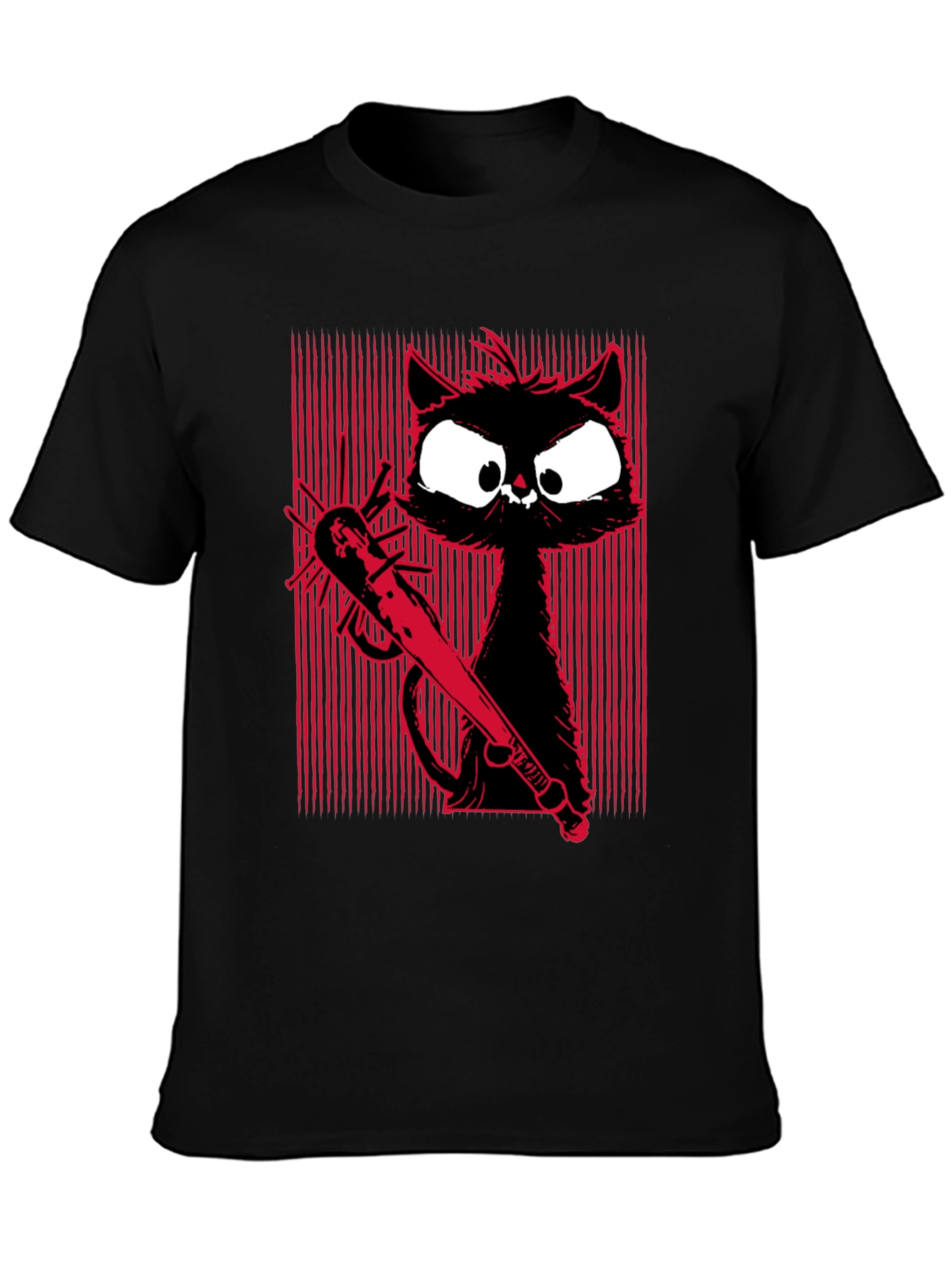 Cat with Spiked Bat Graphic Tee