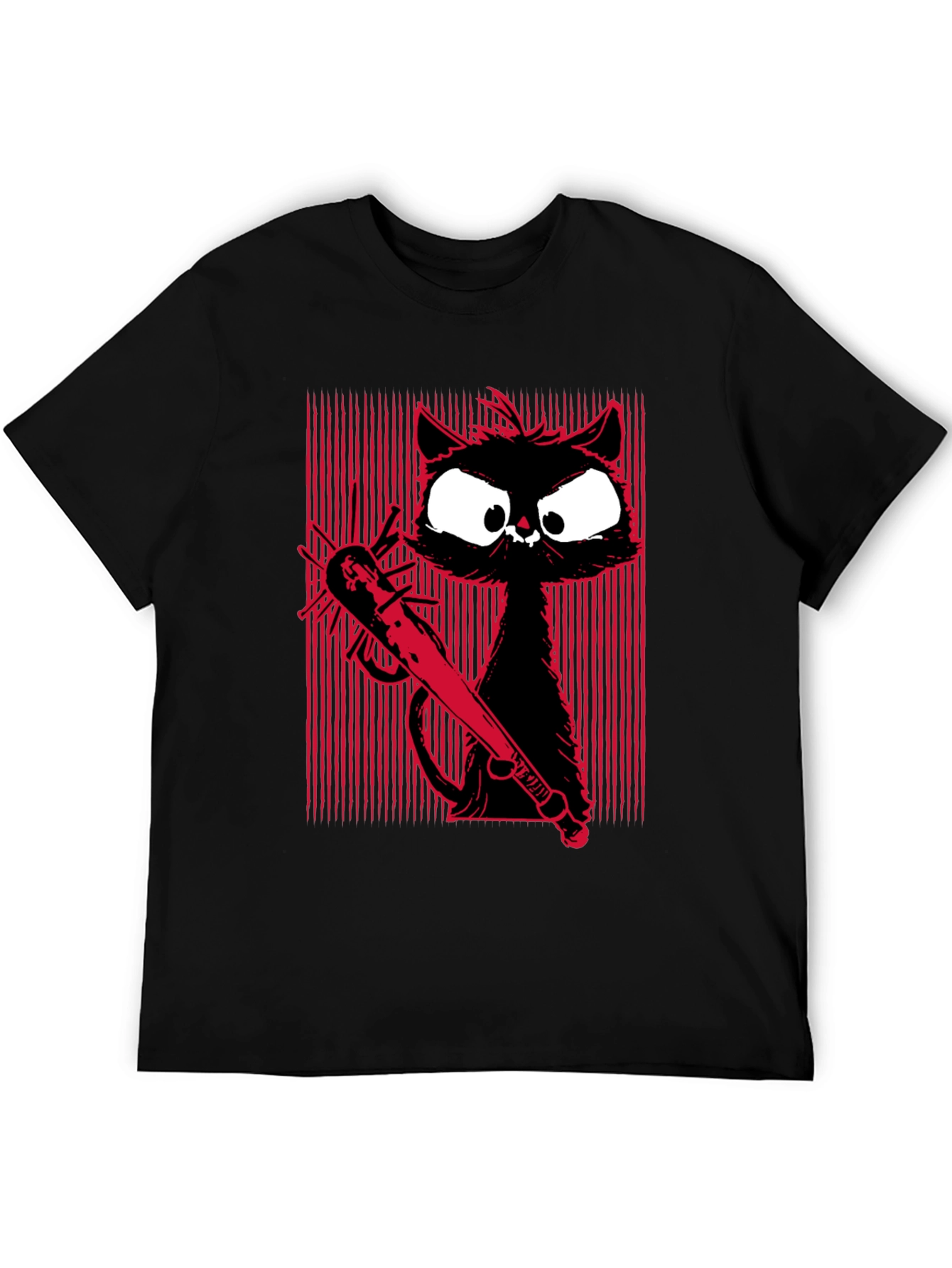 Cat with Spiked Bat Graphic Tee