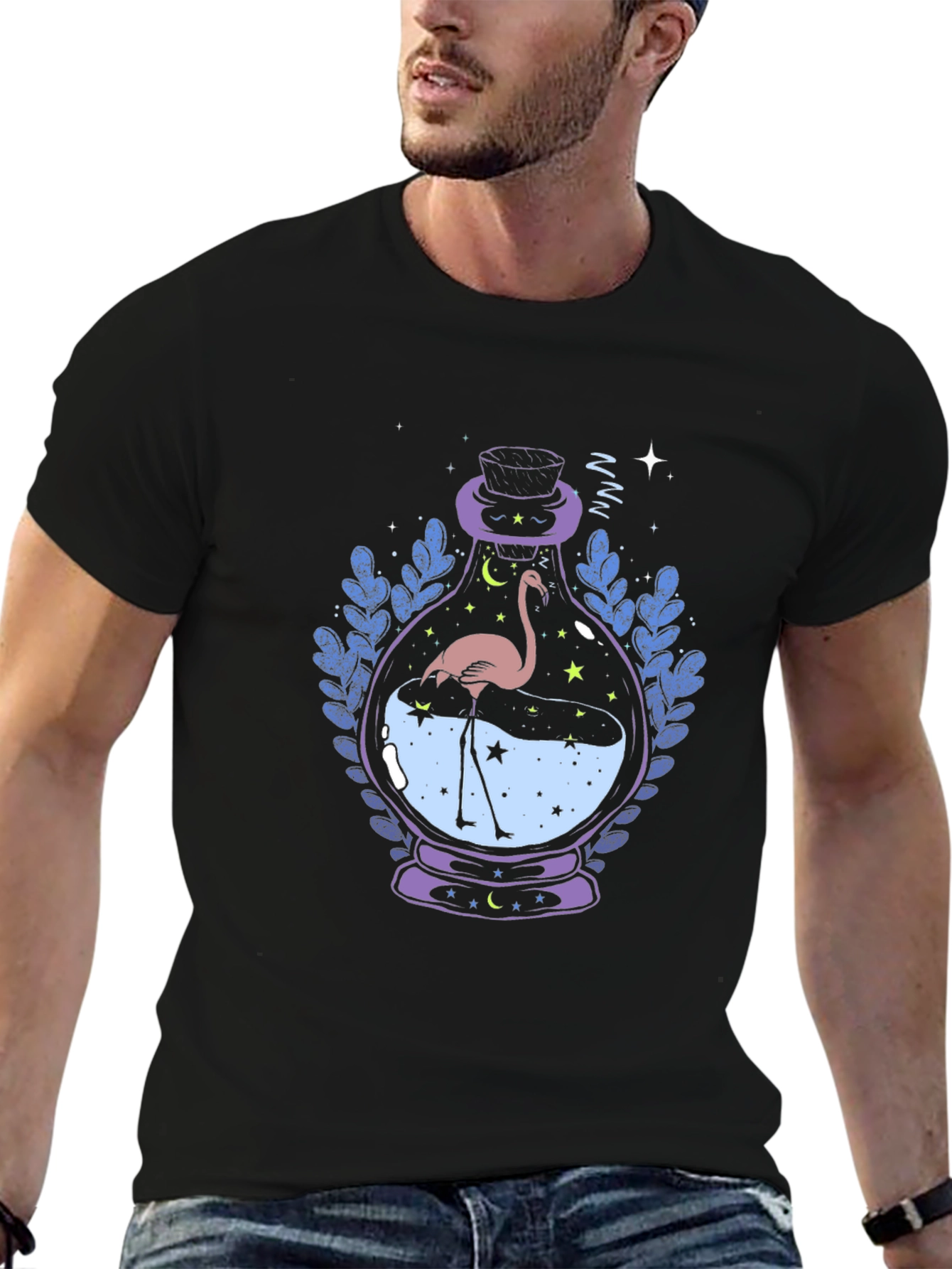 Mystic Flamingo Black T-Shirt