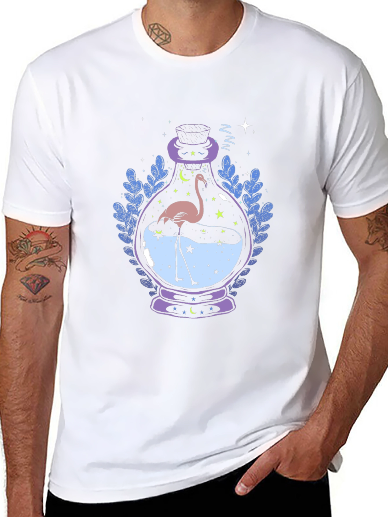 Mystic Flamingo Black T-Shirt