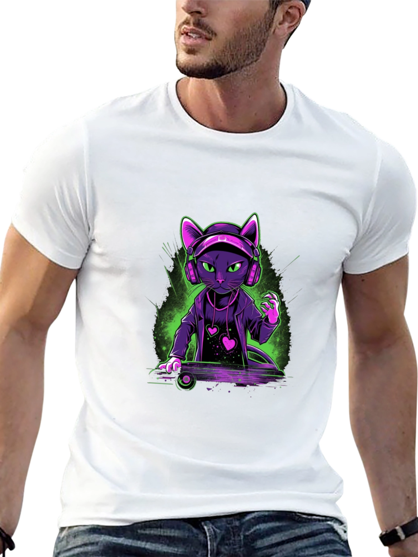 DJ Cat Graphic T-Shirt
