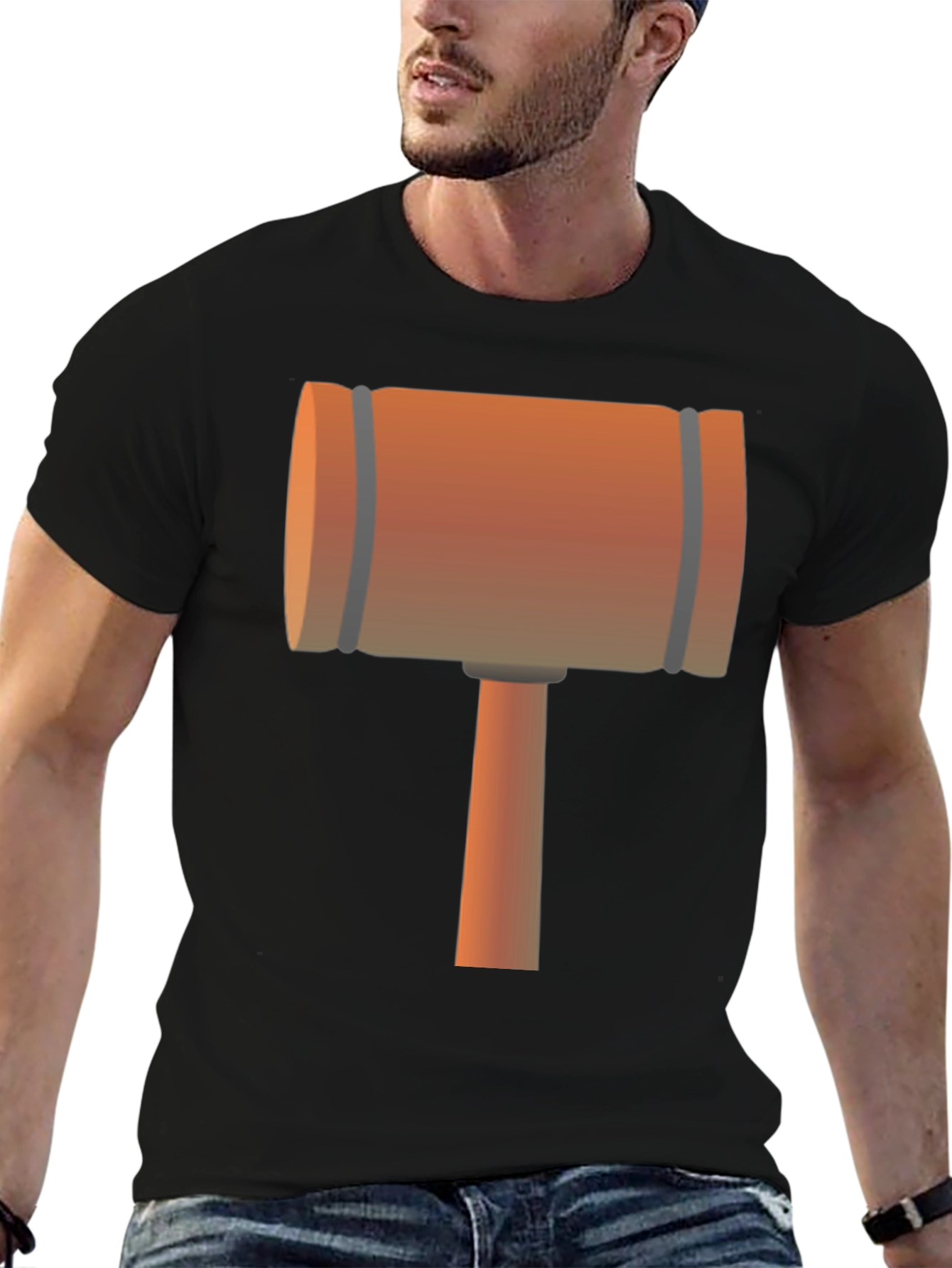Cartoon Mallet Graphic Tee - Black