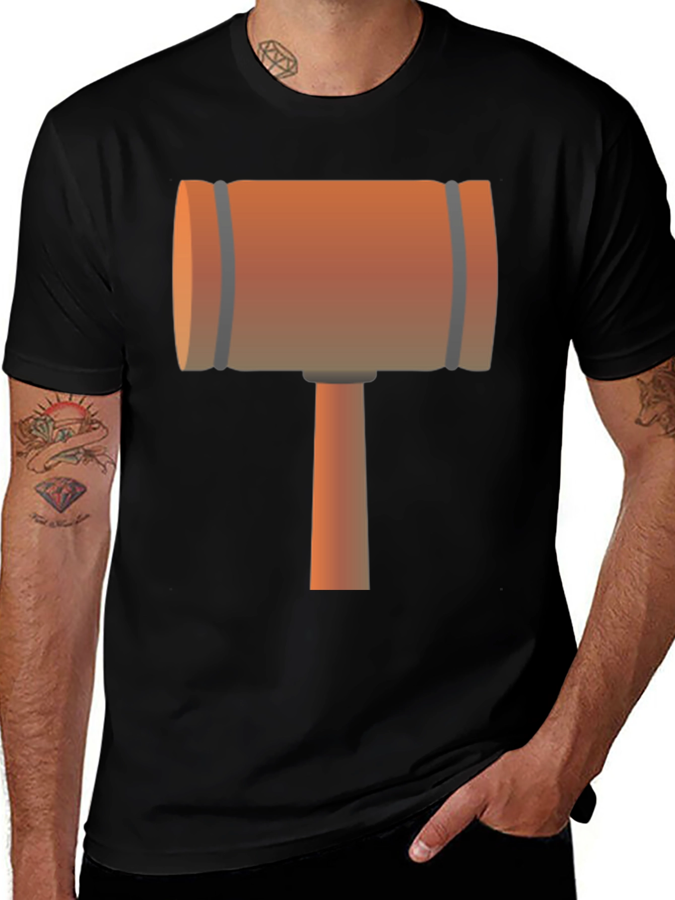 Cartoon Mallet Graphic Tee - Black