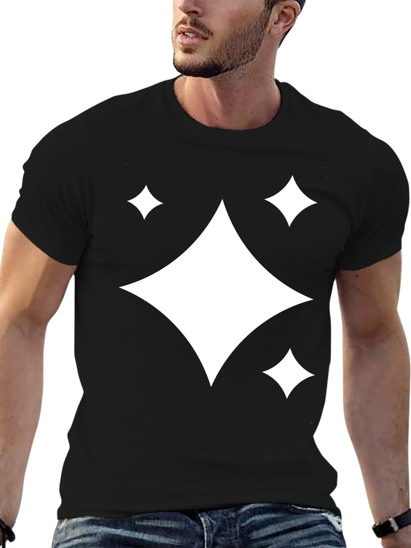 Black T-Shirt with Diamond Sparkle Design