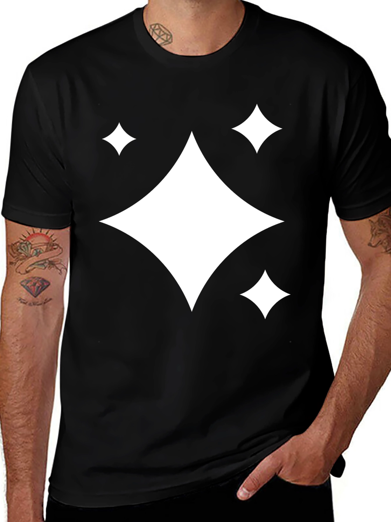 Black T-Shirt with Diamond Sparkle Design