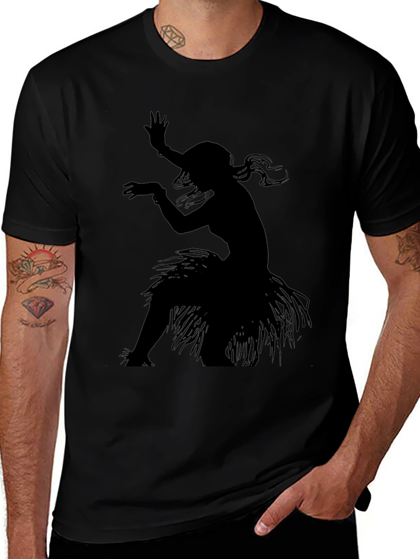 Hula Dancer Graphic Tee - Stylish Black T-Shirt