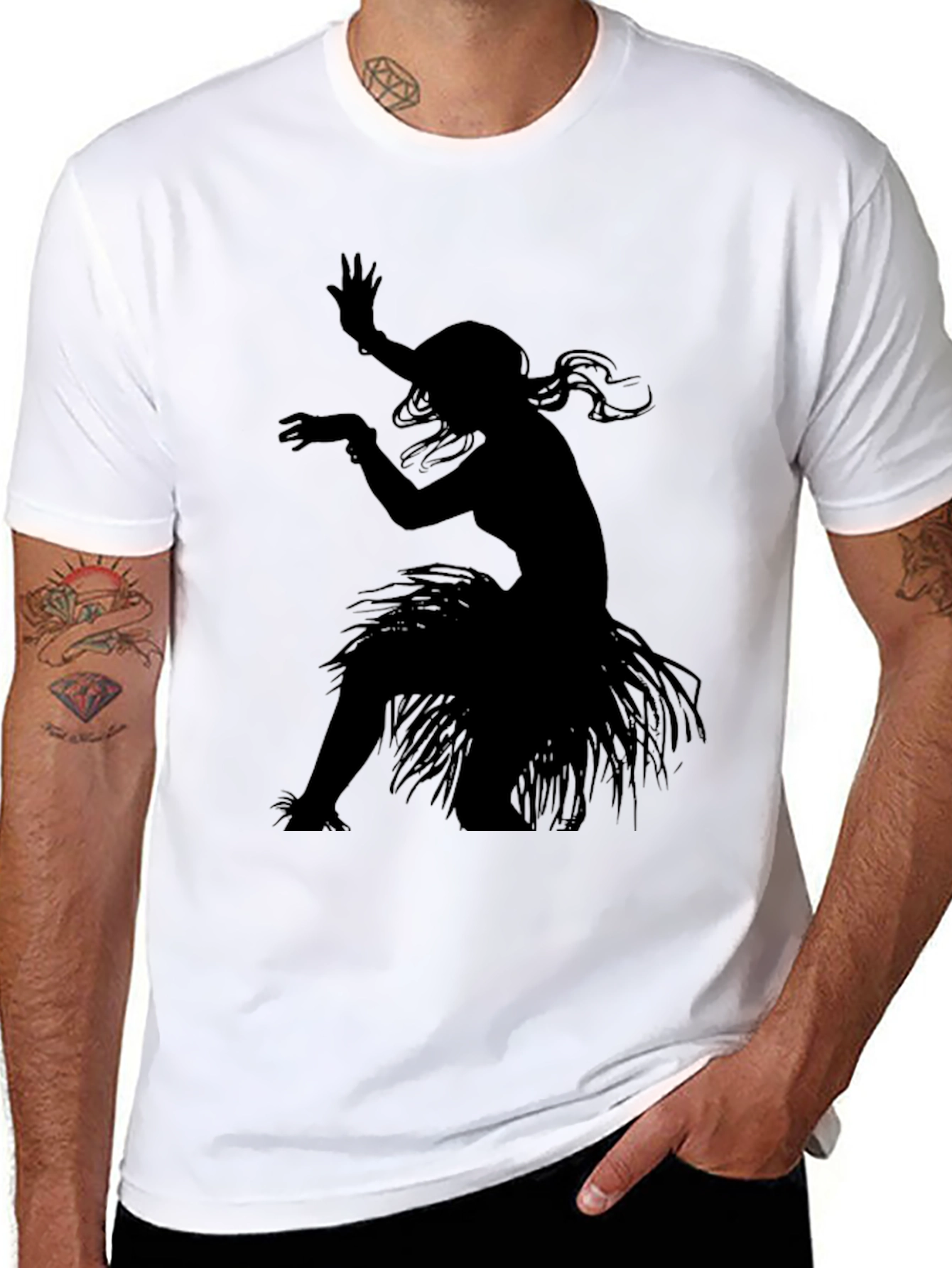 Hula Dancer Graphic Tee - Stylish Black T-Shirt