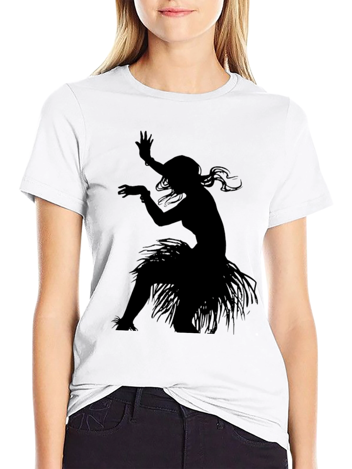 Hula Dancer Graphic Tee - Stylish Black T-Shirt