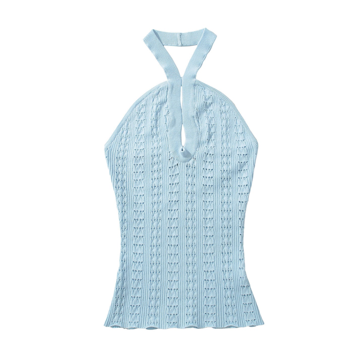 Hanging neck hollow knitted vest