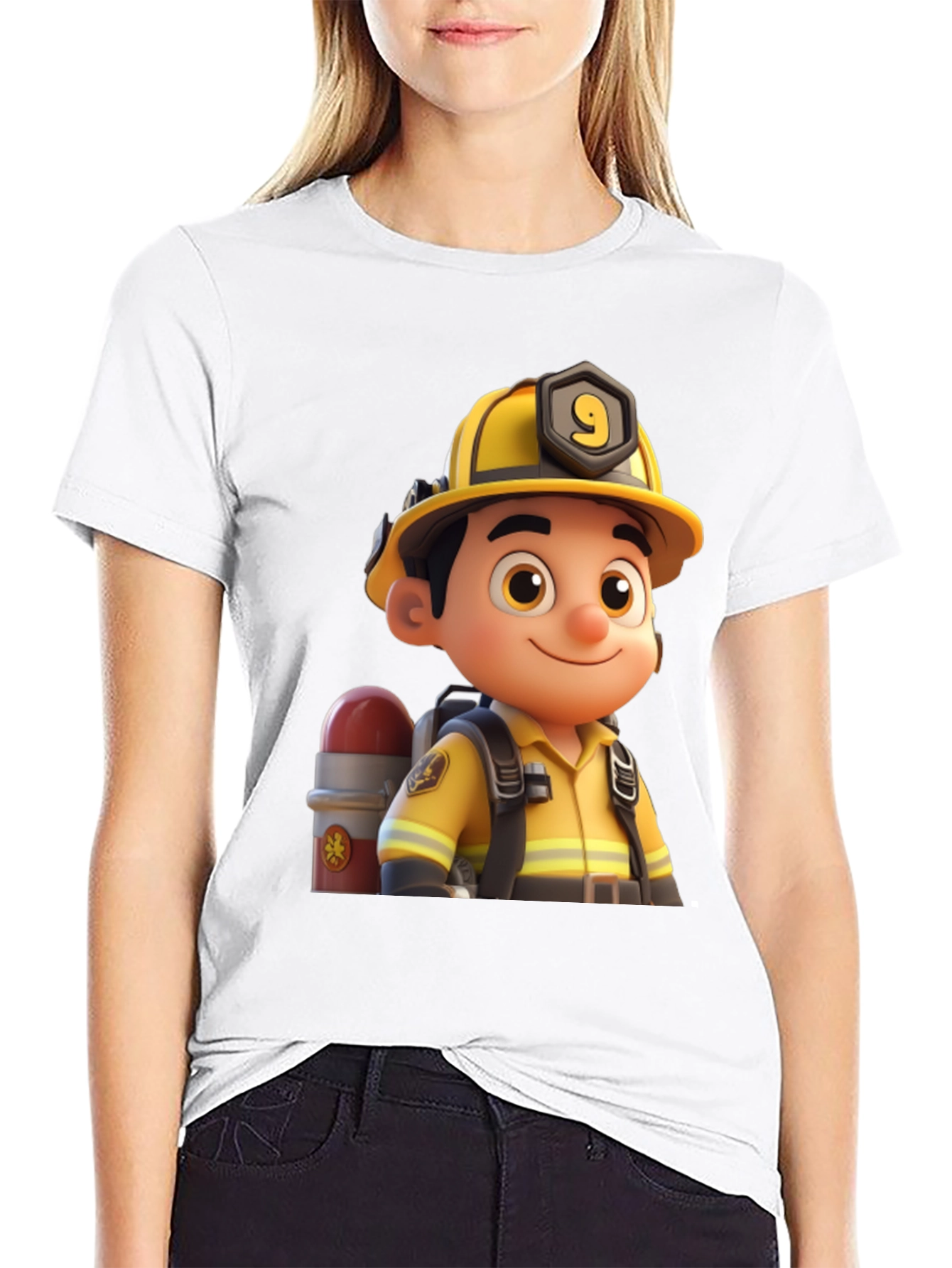 Cartoon Fireman Graphic Tee
