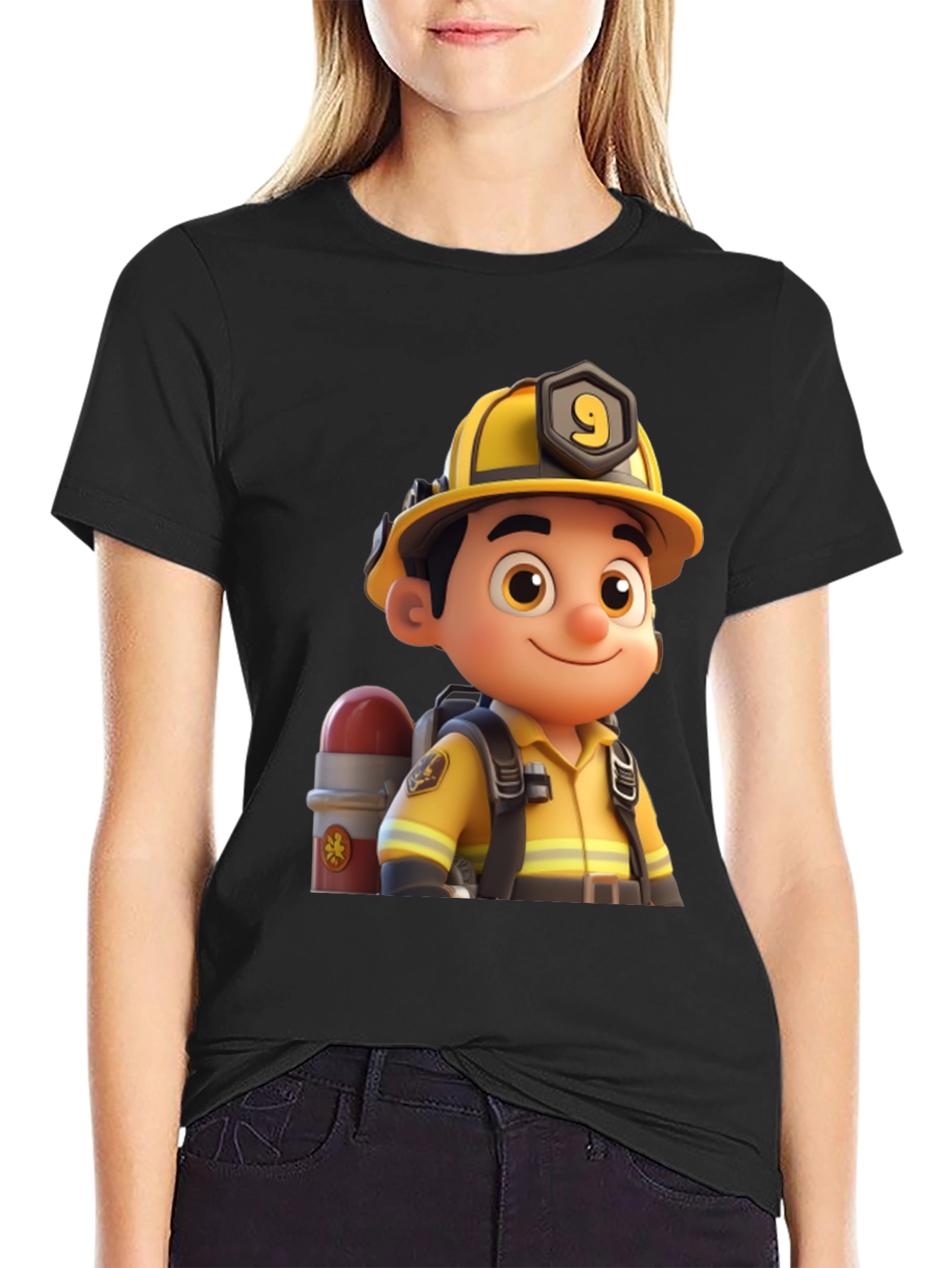 Cartoon Fireman Graphic Tee