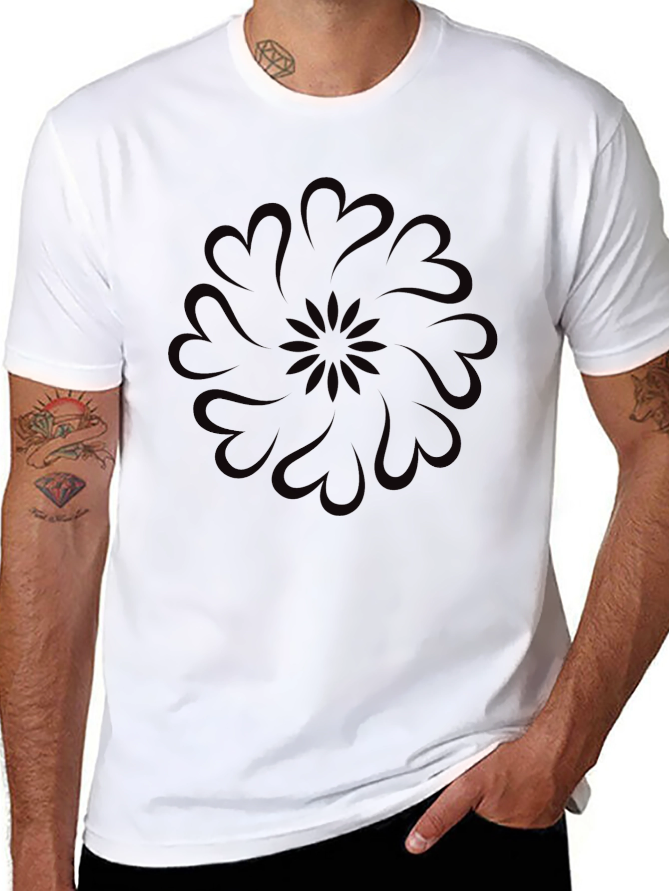 Heart Mandala Graphic Black T-Shirt
