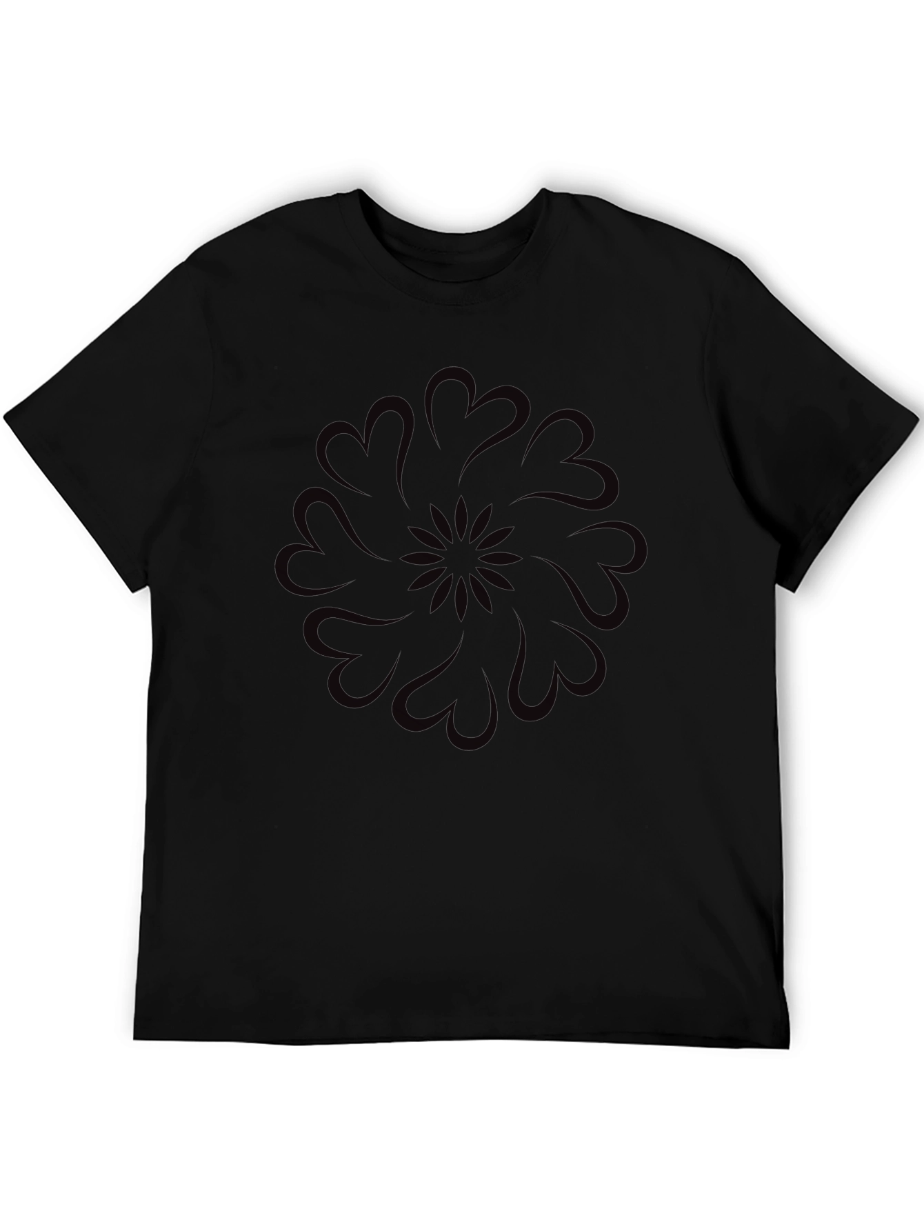 Heart Mandala Graphic Black T-Shirt