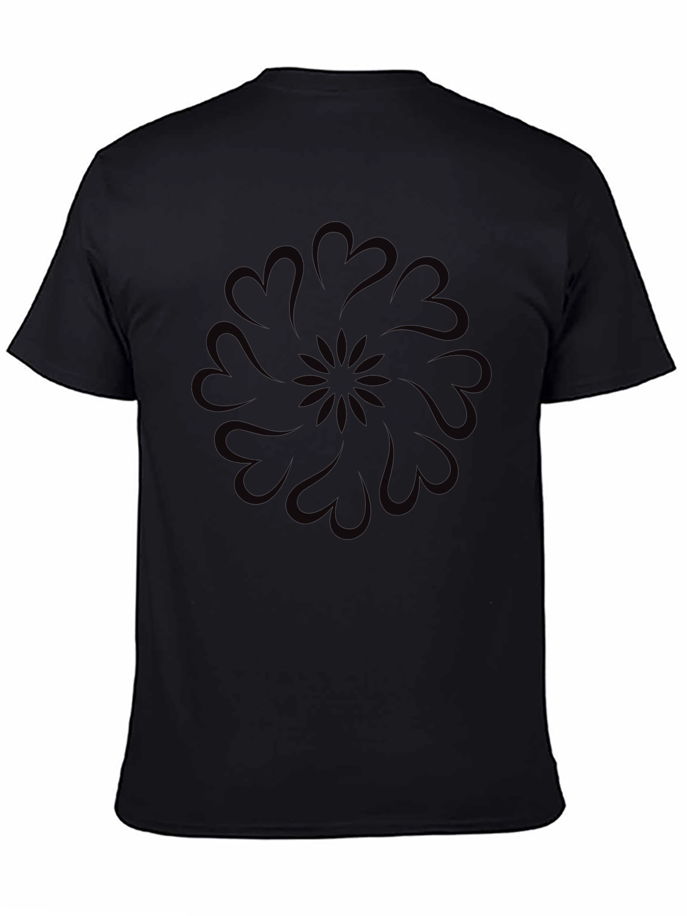 Heart Mandala Graphic Black T-Shirt