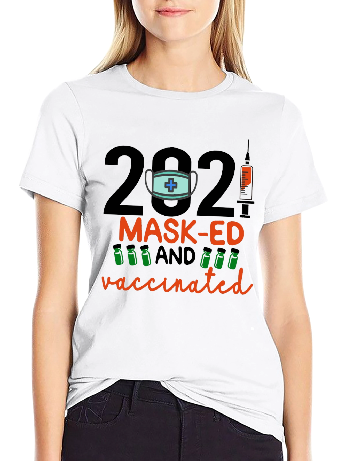 2021 Mask-Ed and Vaccinated Graphic T-Shirt