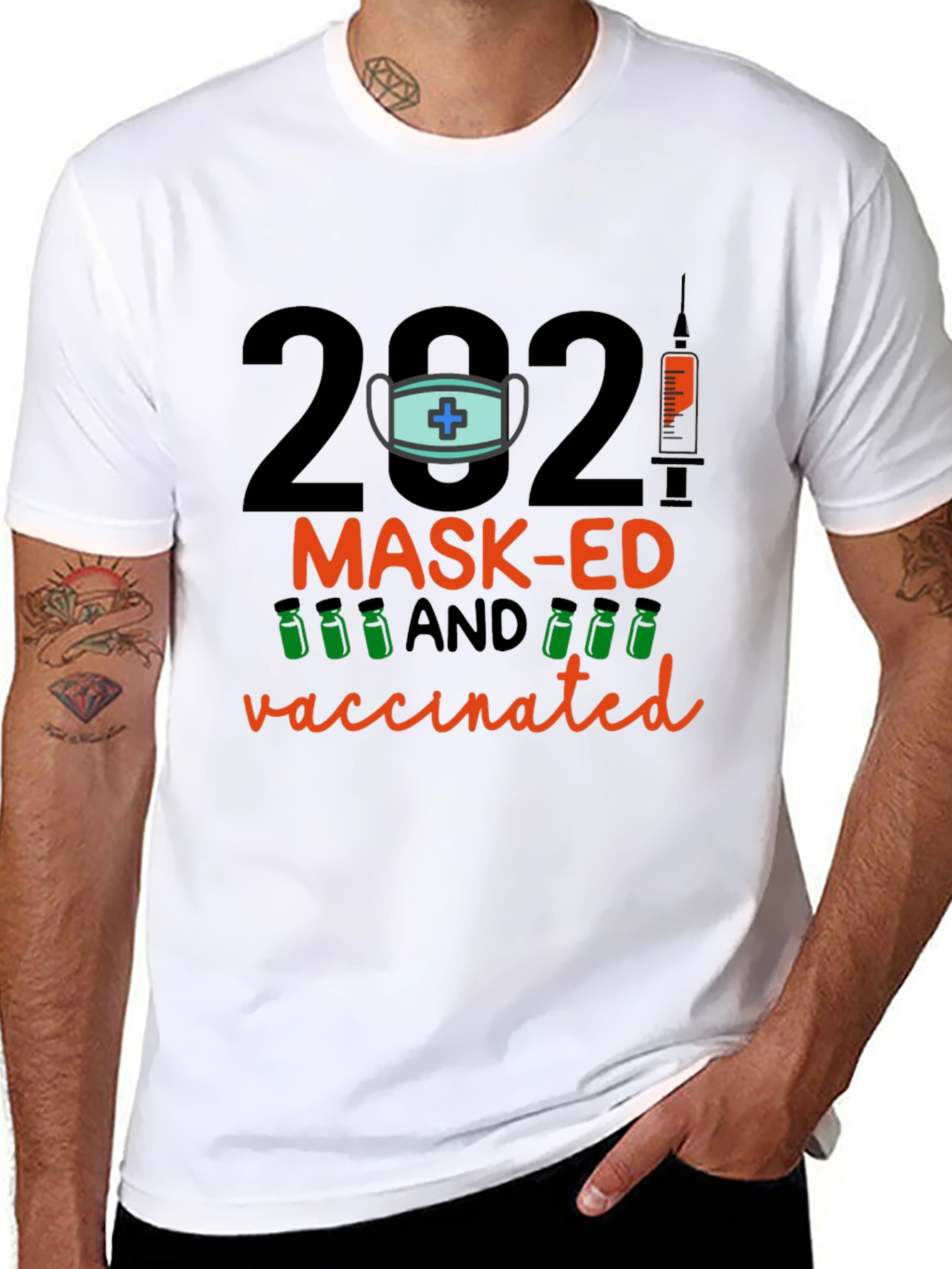 2021 Mask-Ed and Vaccinated Graphic T-Shirt