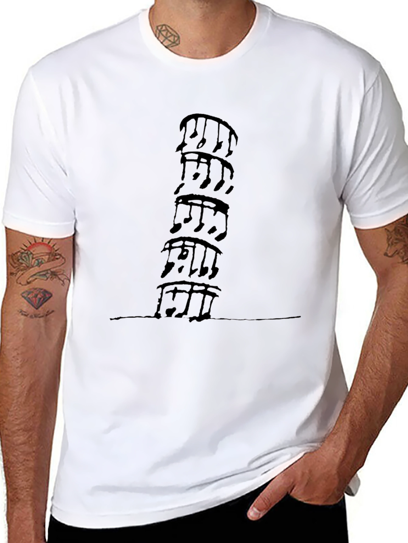 Musical Notes Stacked Black T-Shirt
