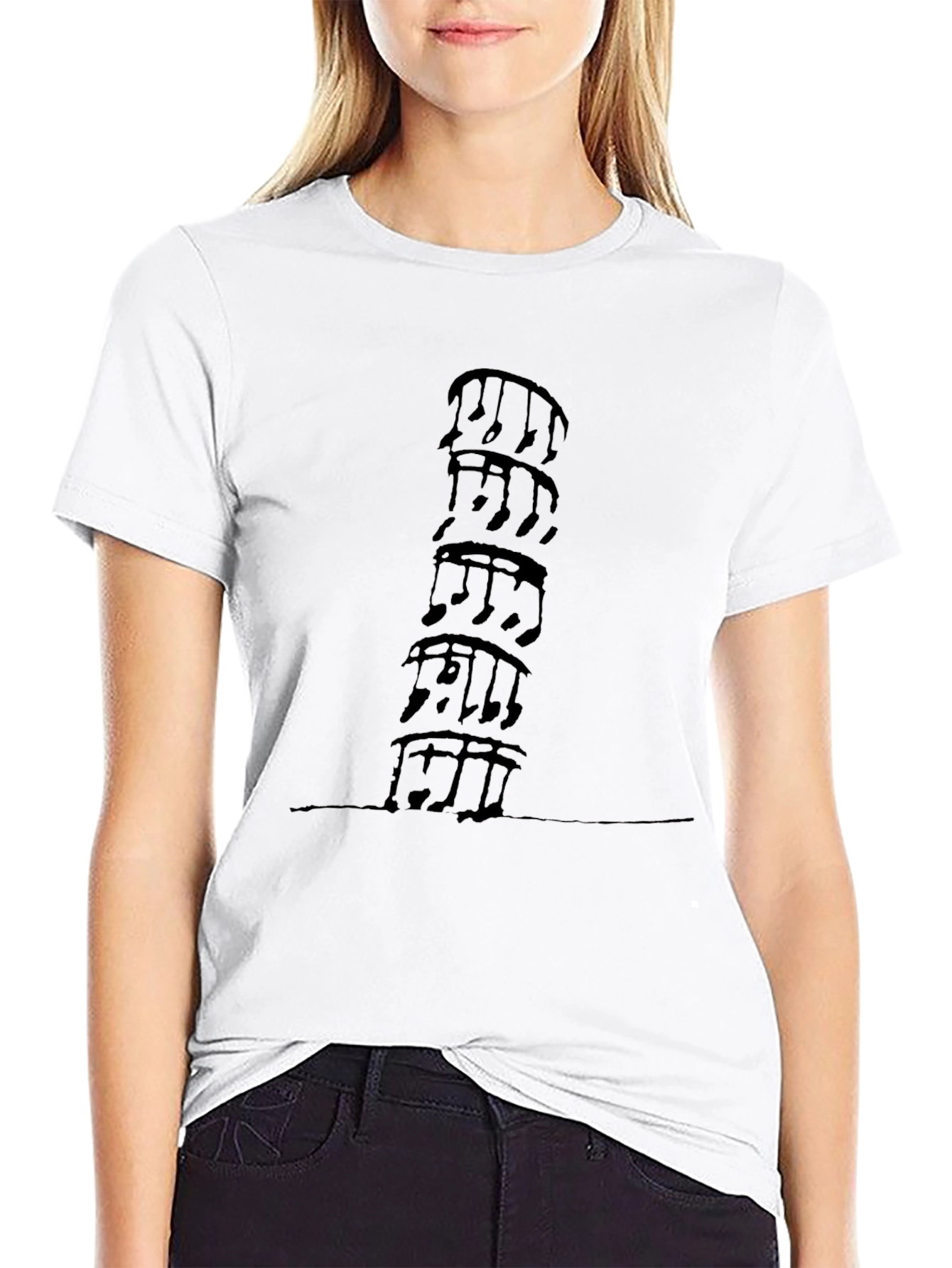 Musical Notes Stacked Black T-Shirt