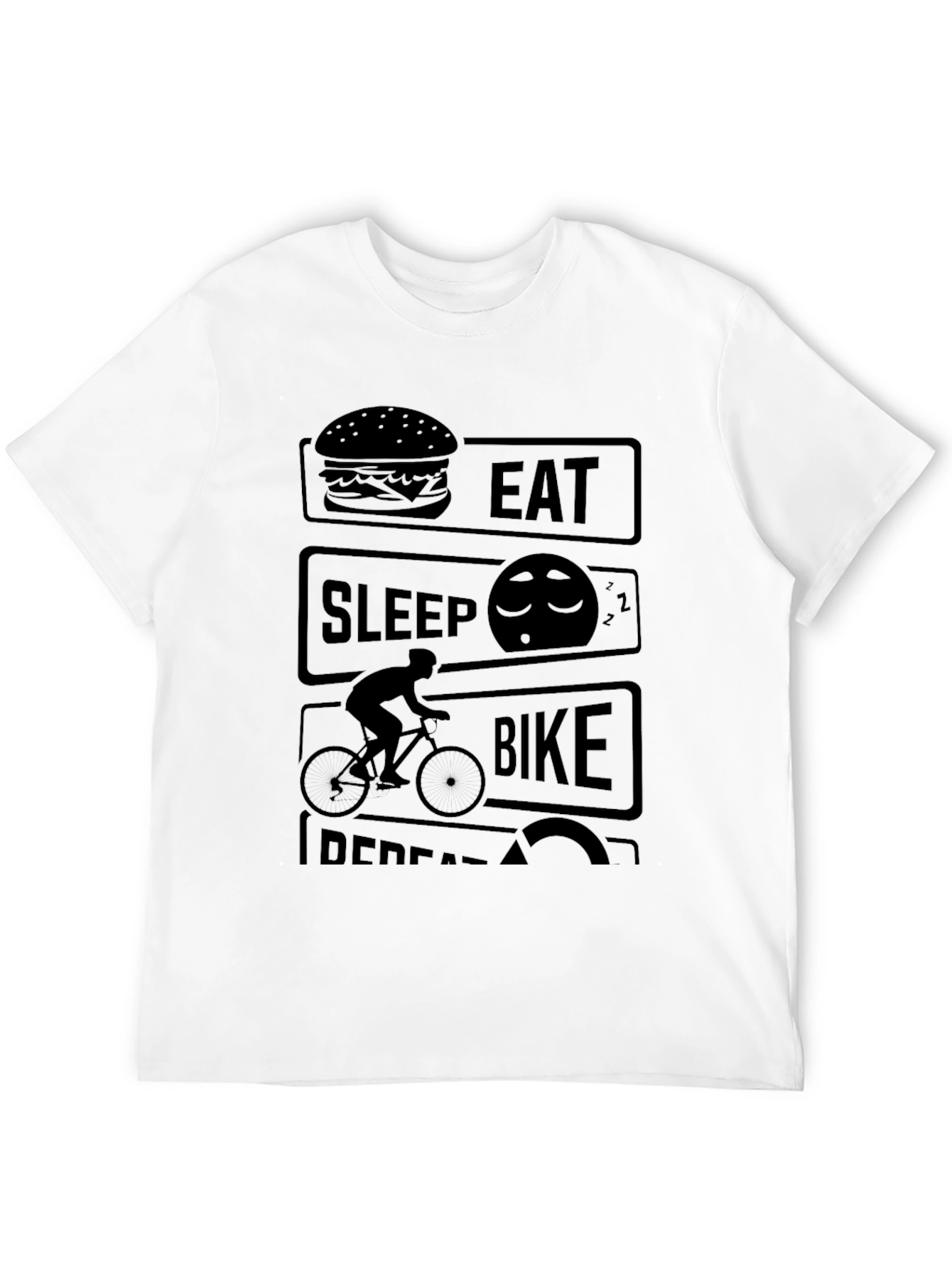 Eat Sleep Bike Repeat Black Graphic T-Shirt