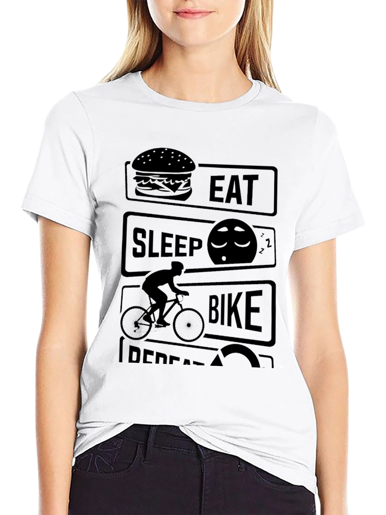Eat Sleep Bike Repeat Black Graphic T-Shirt
