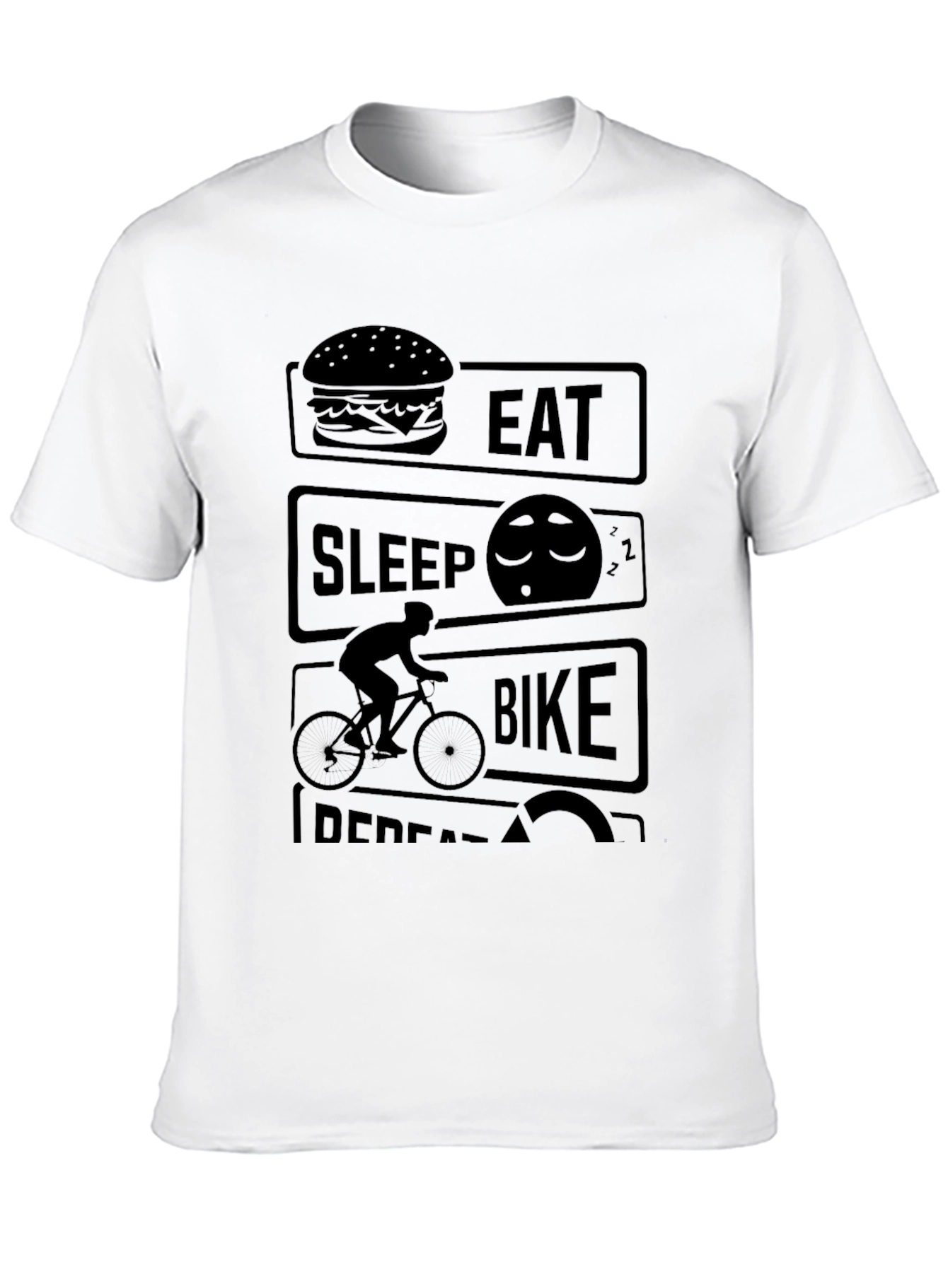Eat Sleep Bike Repeat Black Graphic T-Shirt