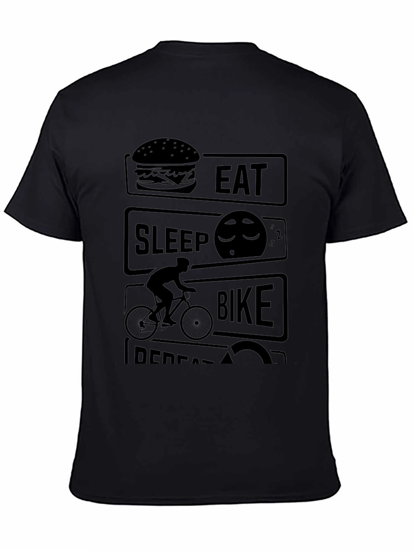 Eat Sleep Bike Repeat Black Graphic T-Shirt