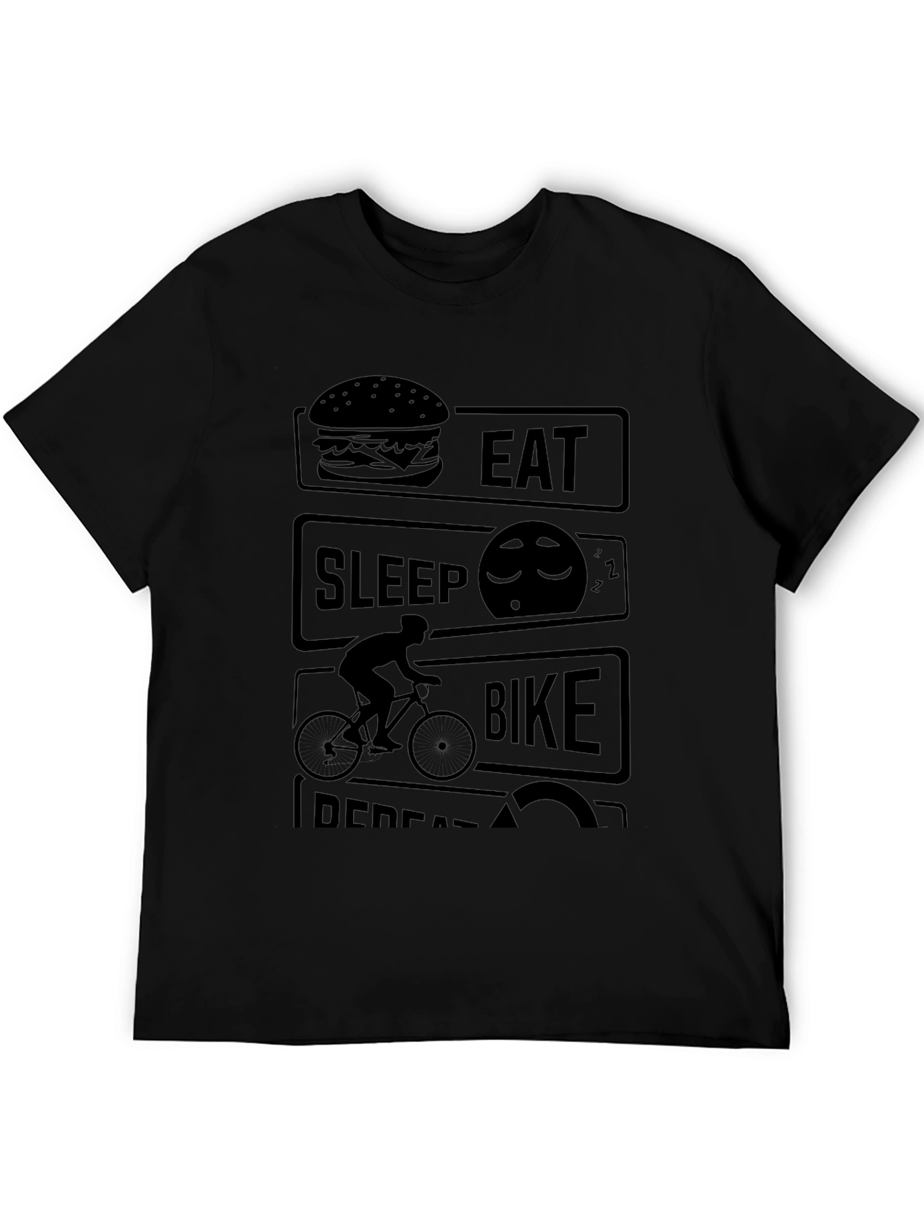 Eat Sleep Bike Repeat Black Graphic T-Shirt