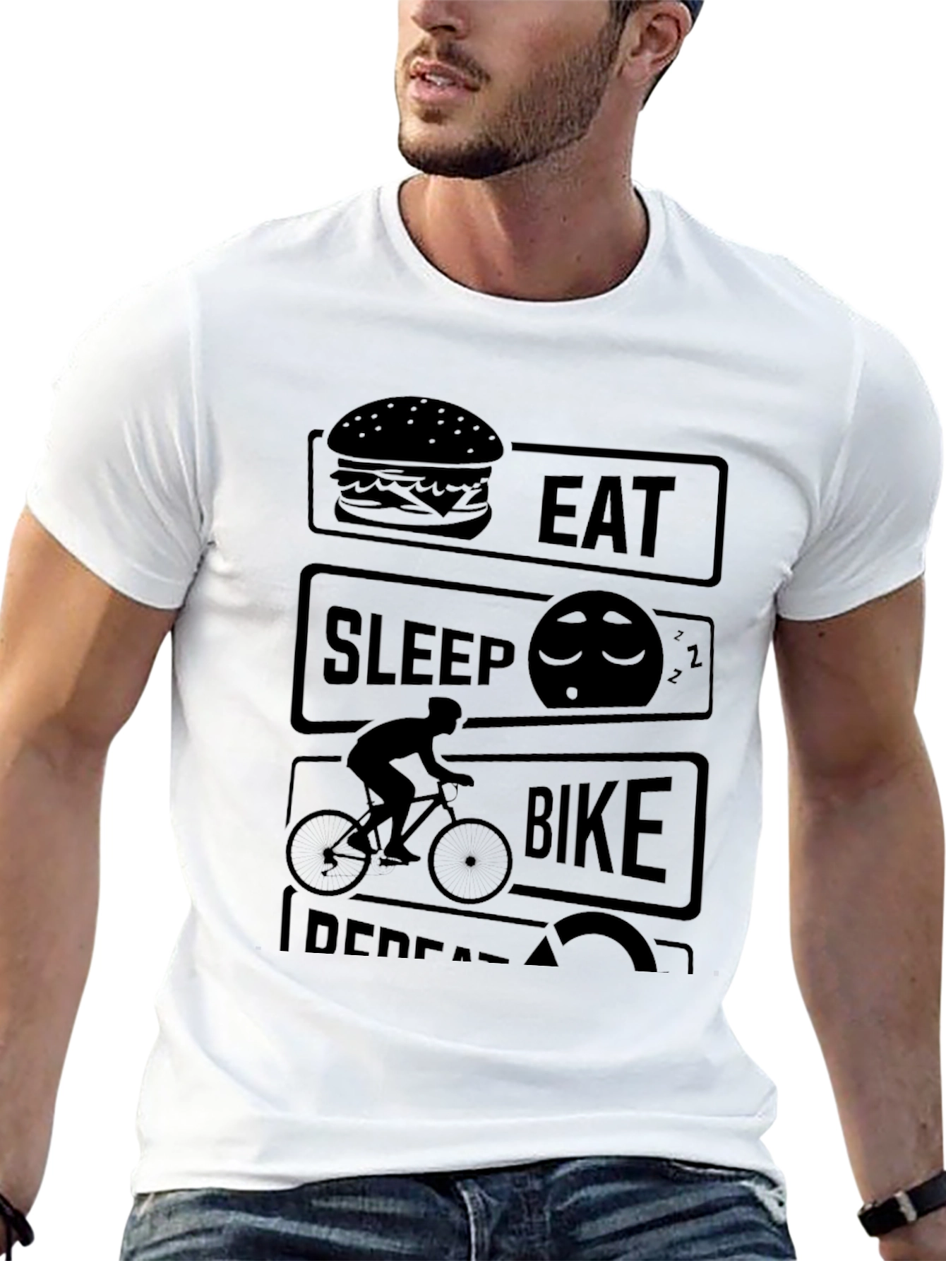 Eat Sleep Bike Repeat Black Graphic T-Shirt