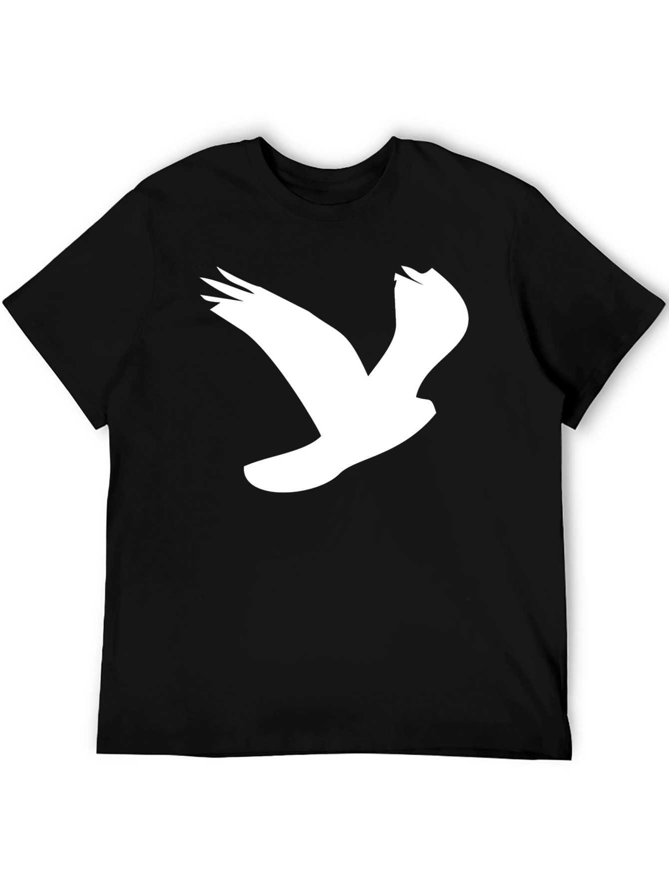 Black T-Shirt with White Bird Graphic