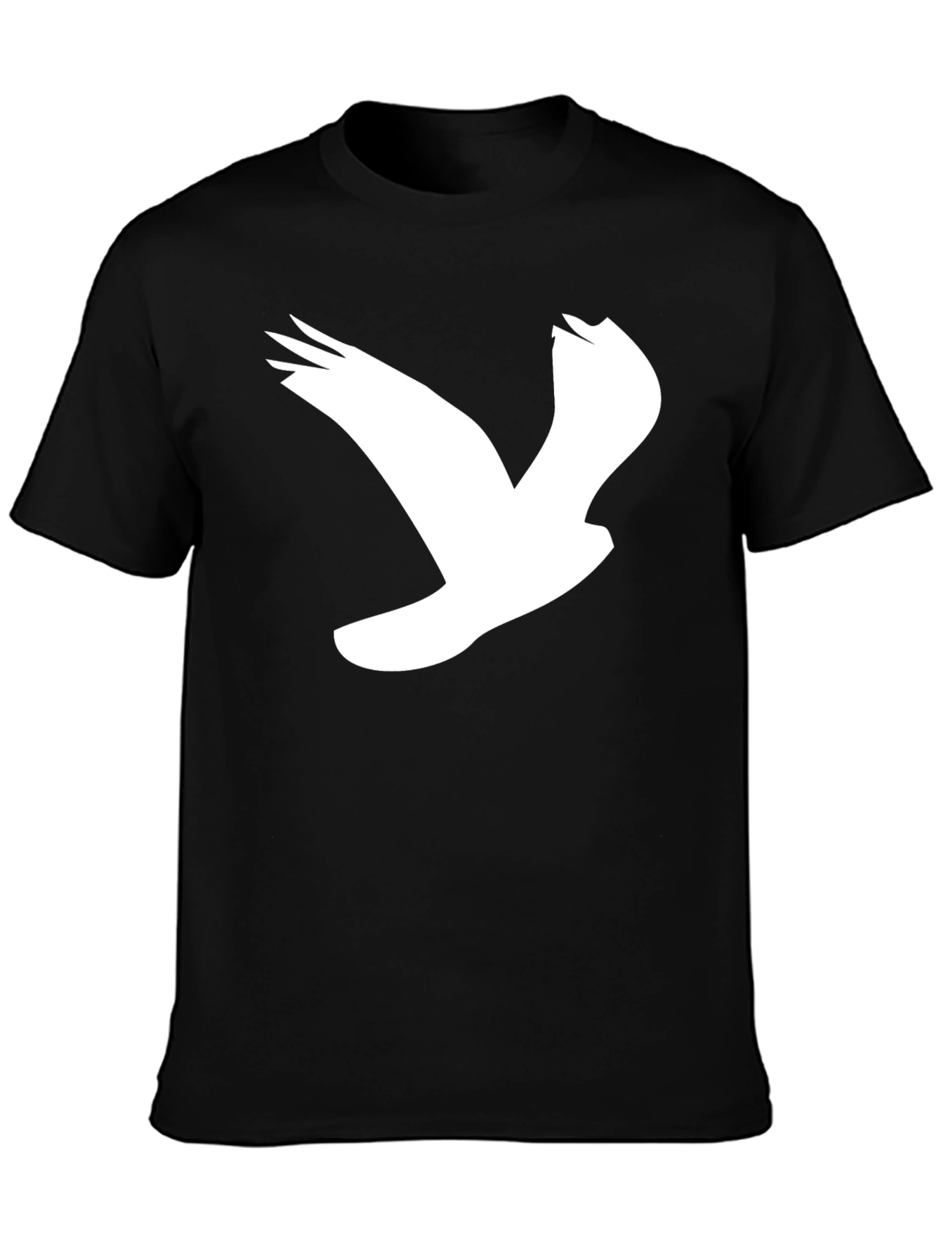 Black T-Shirt with White Bird Graphic