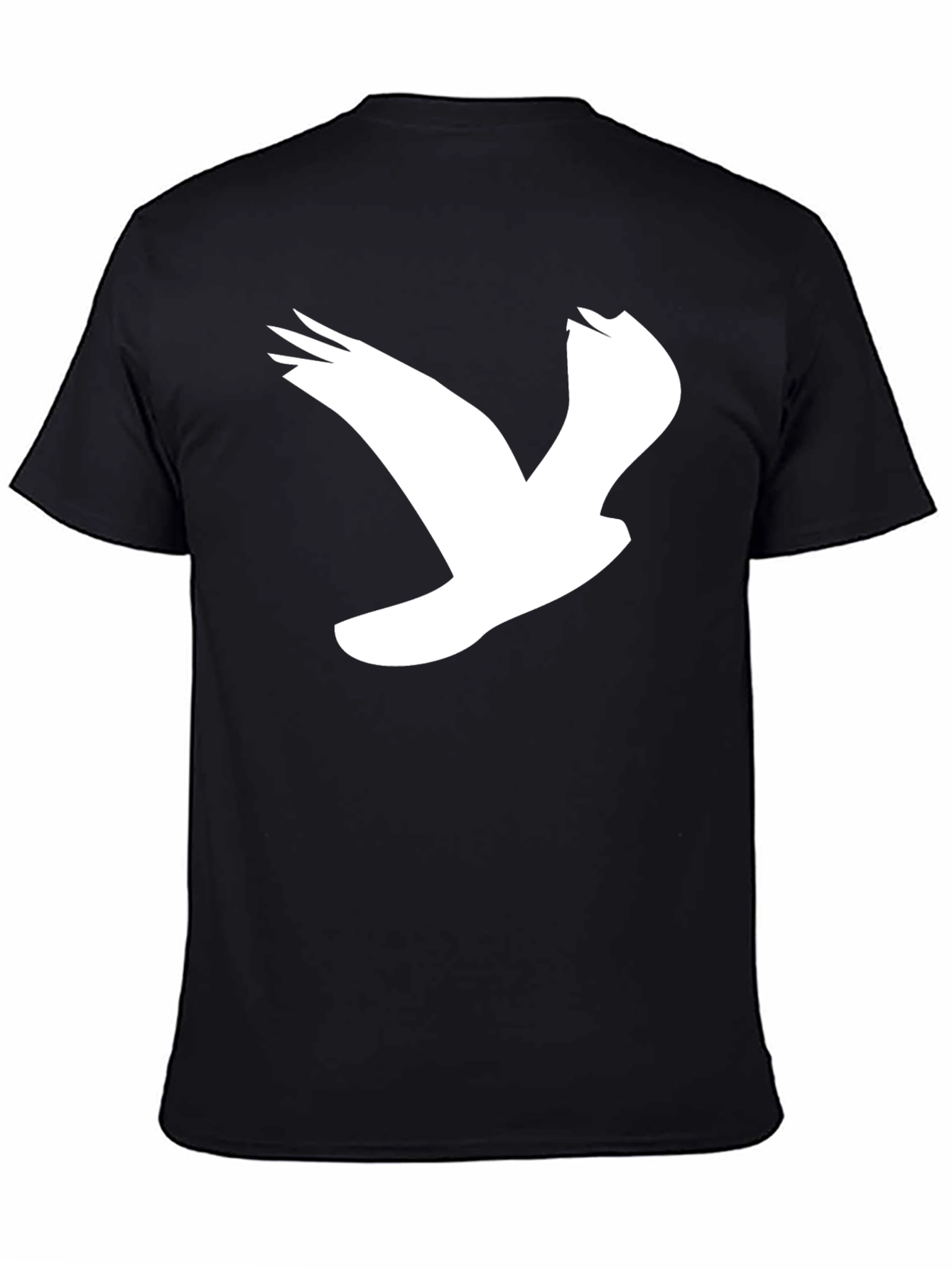 Black T-Shirt with White Bird Graphic