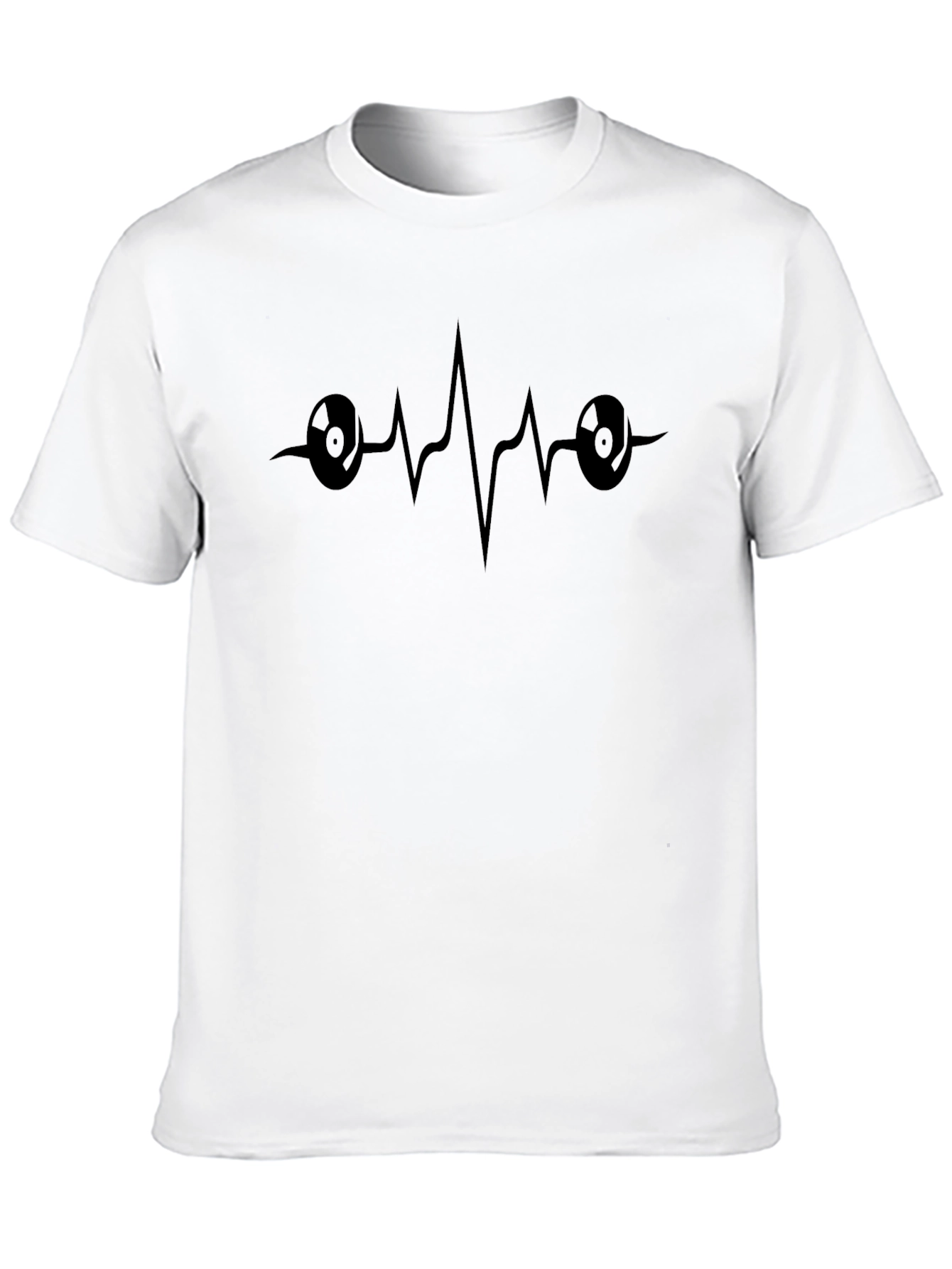 Vinyl Heartbeat Mens Black T-Shirt