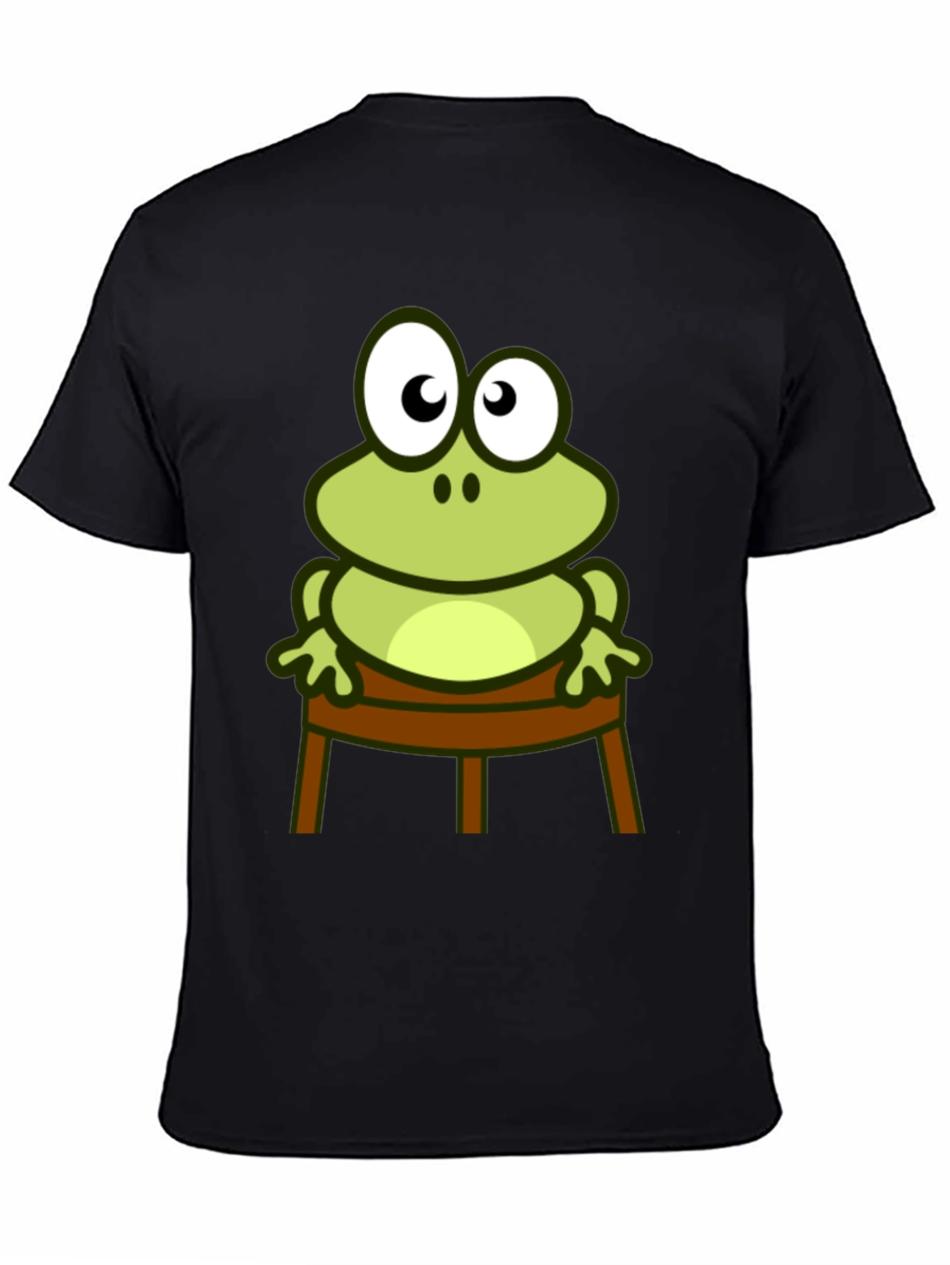 Frog on Chair Graphic Tee - Black Cotton T-Shirt