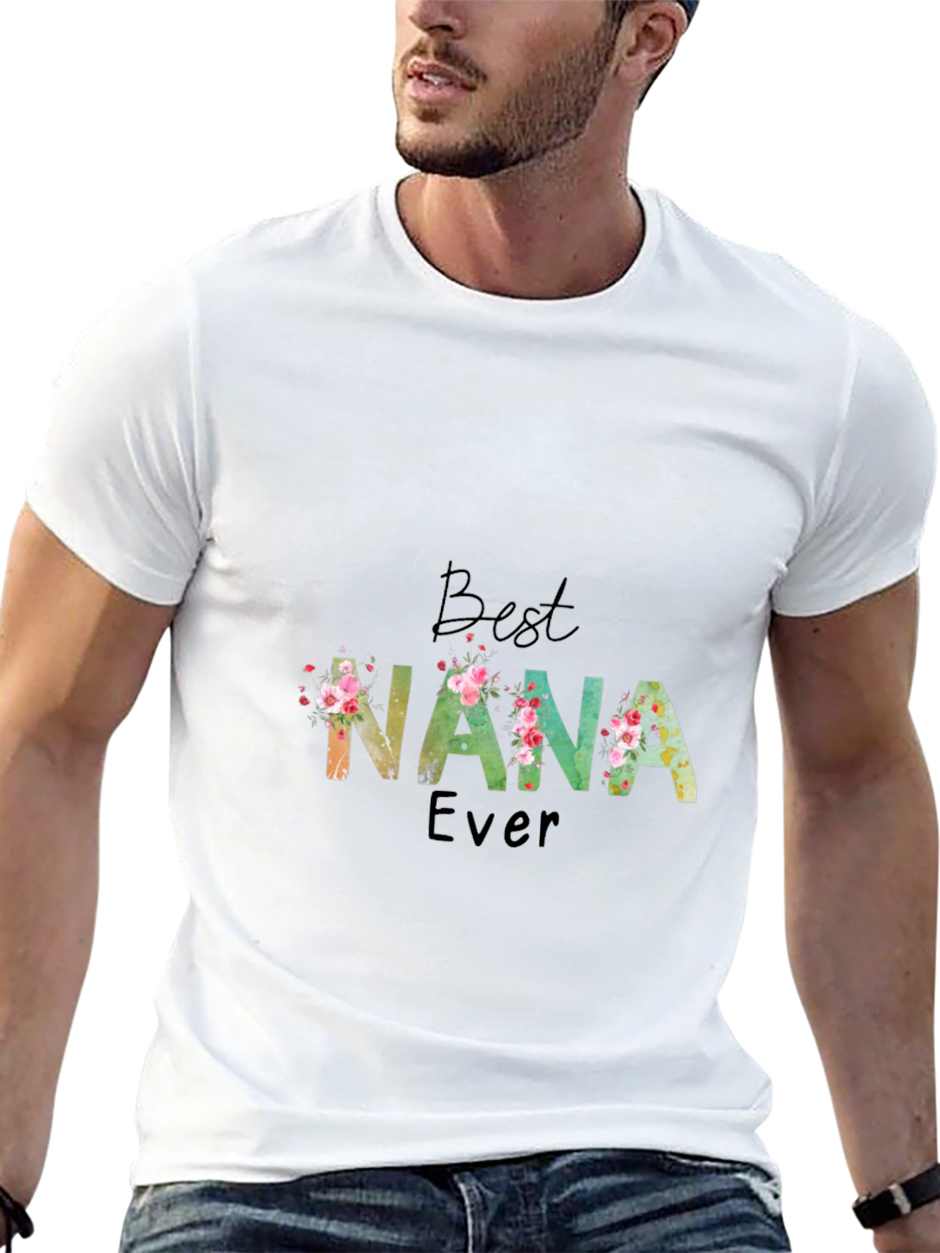 Best Nana Ever Floral T-Shirt Soft Cotton Tee