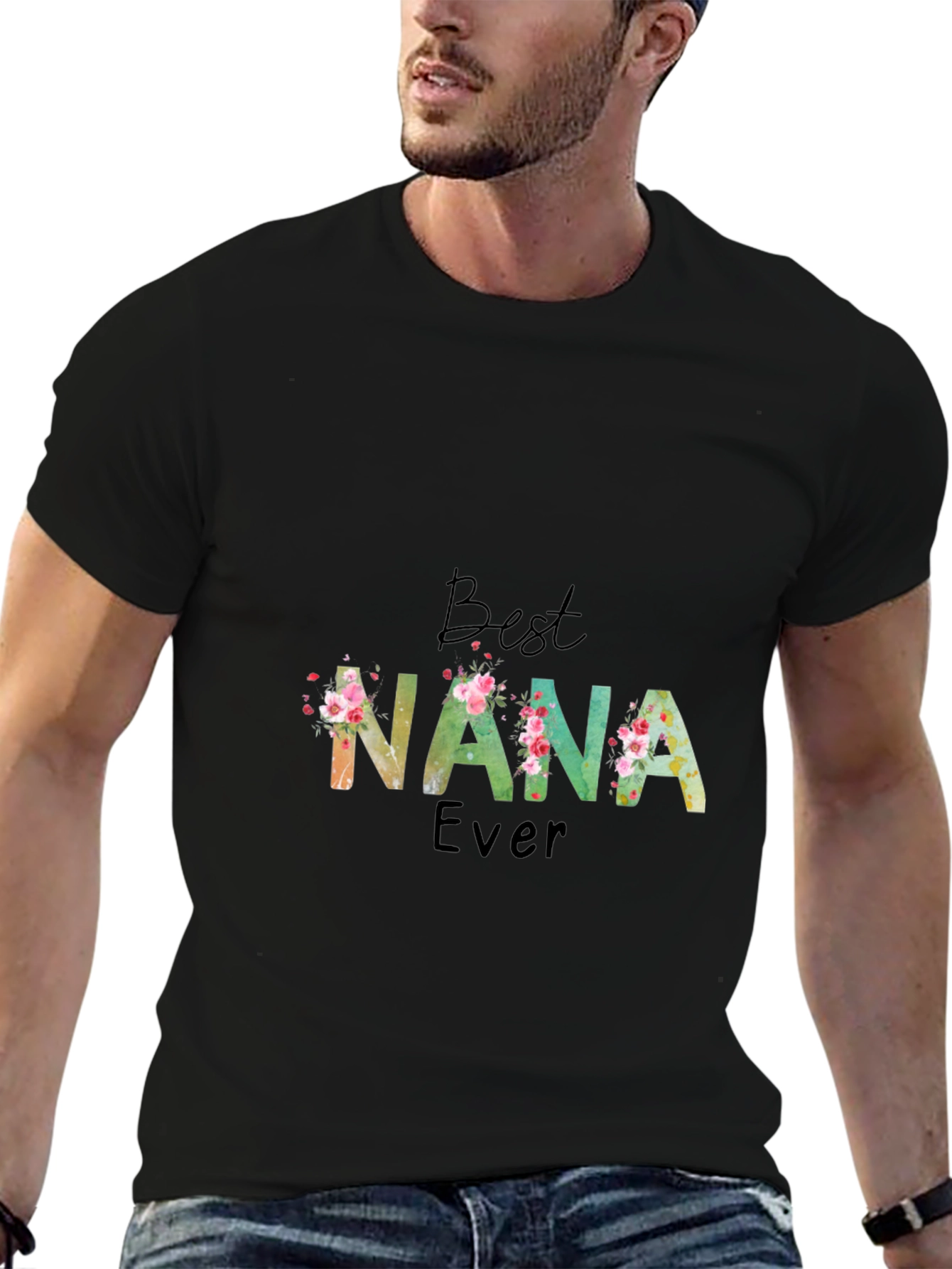 Best Nana Ever Floral T-Shirt Soft Cotton Tee