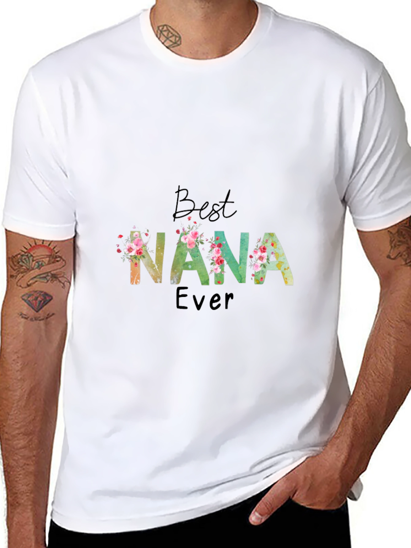 Best Nana Ever Floral T-Shirt Soft Cotton Tee