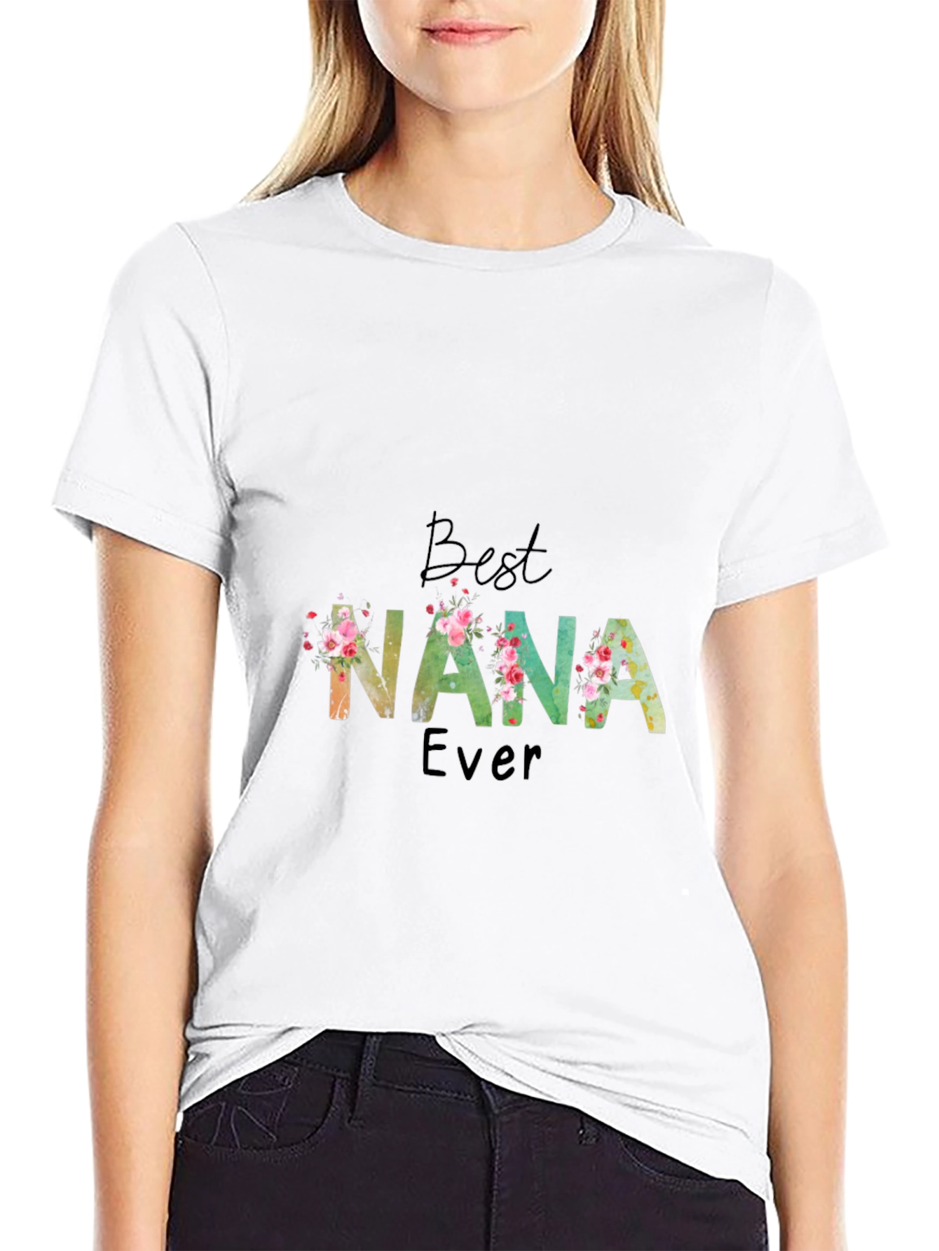 Best Nana Ever Floral T-Shirt Soft Cotton Tee