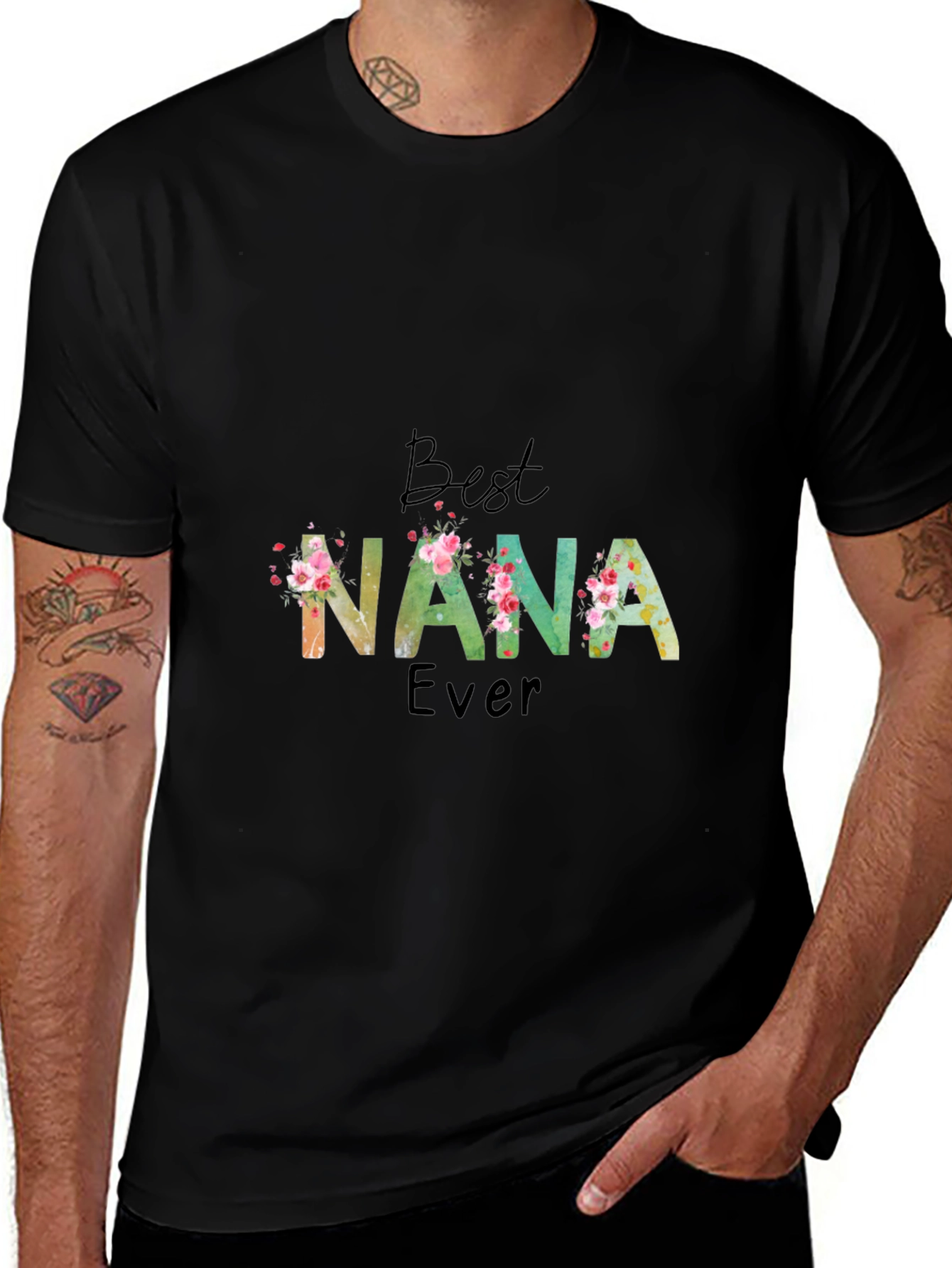 Best Nana Ever Floral T-Shirt Soft Cotton Tee