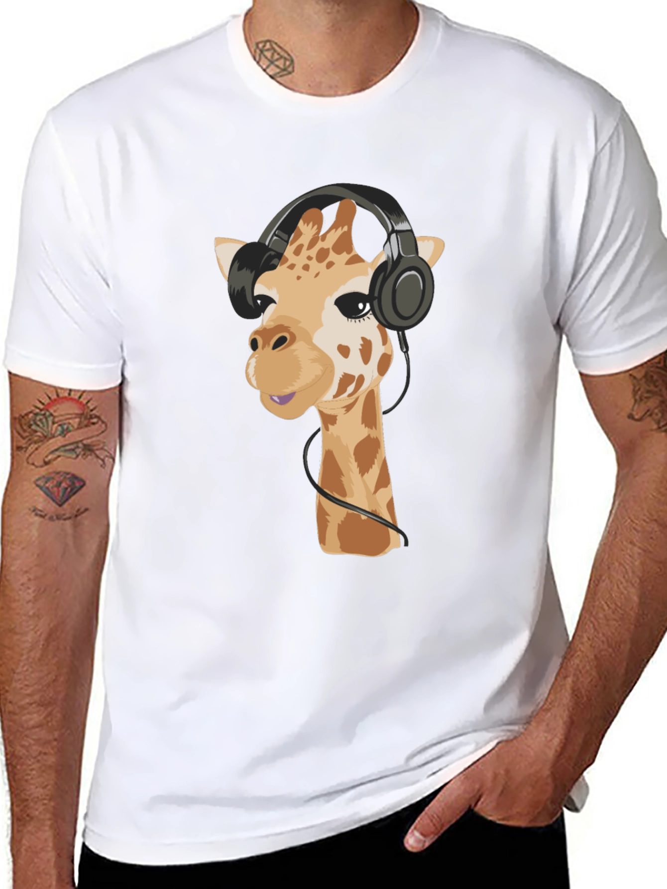 Giraffe Headphone Graphic Tee