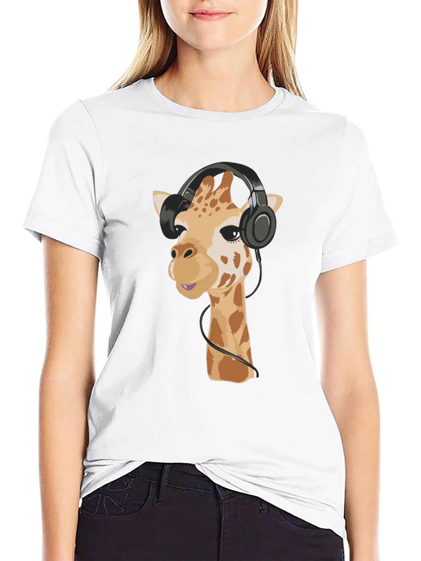 Giraffe Headphone Graphic Tee
