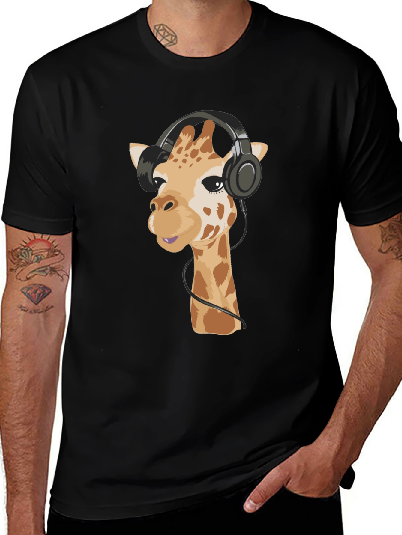 Giraffe Headphone Graphic Tee