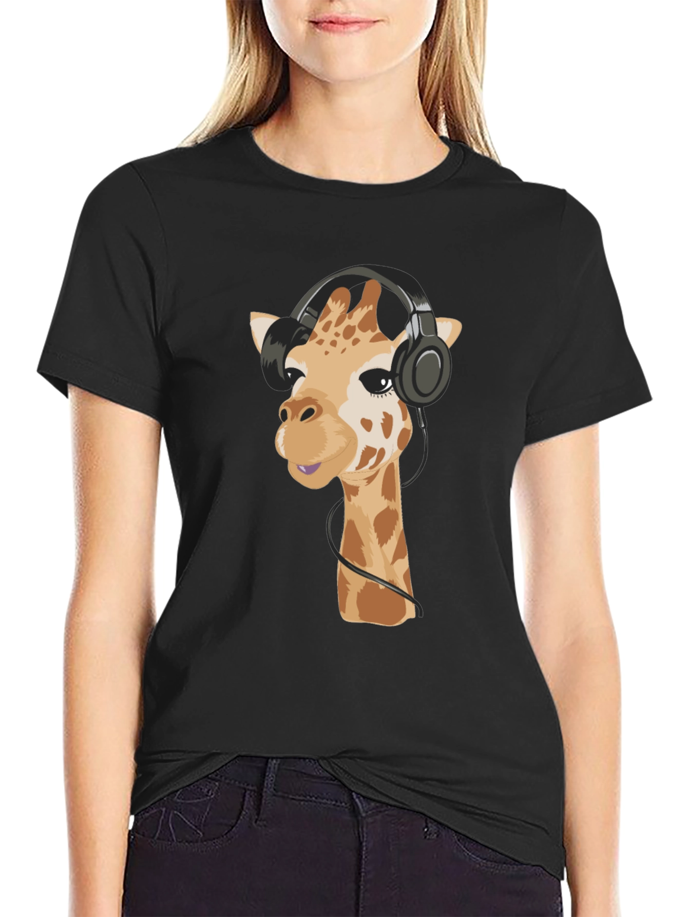 Giraffe Headphone Graphic Tee