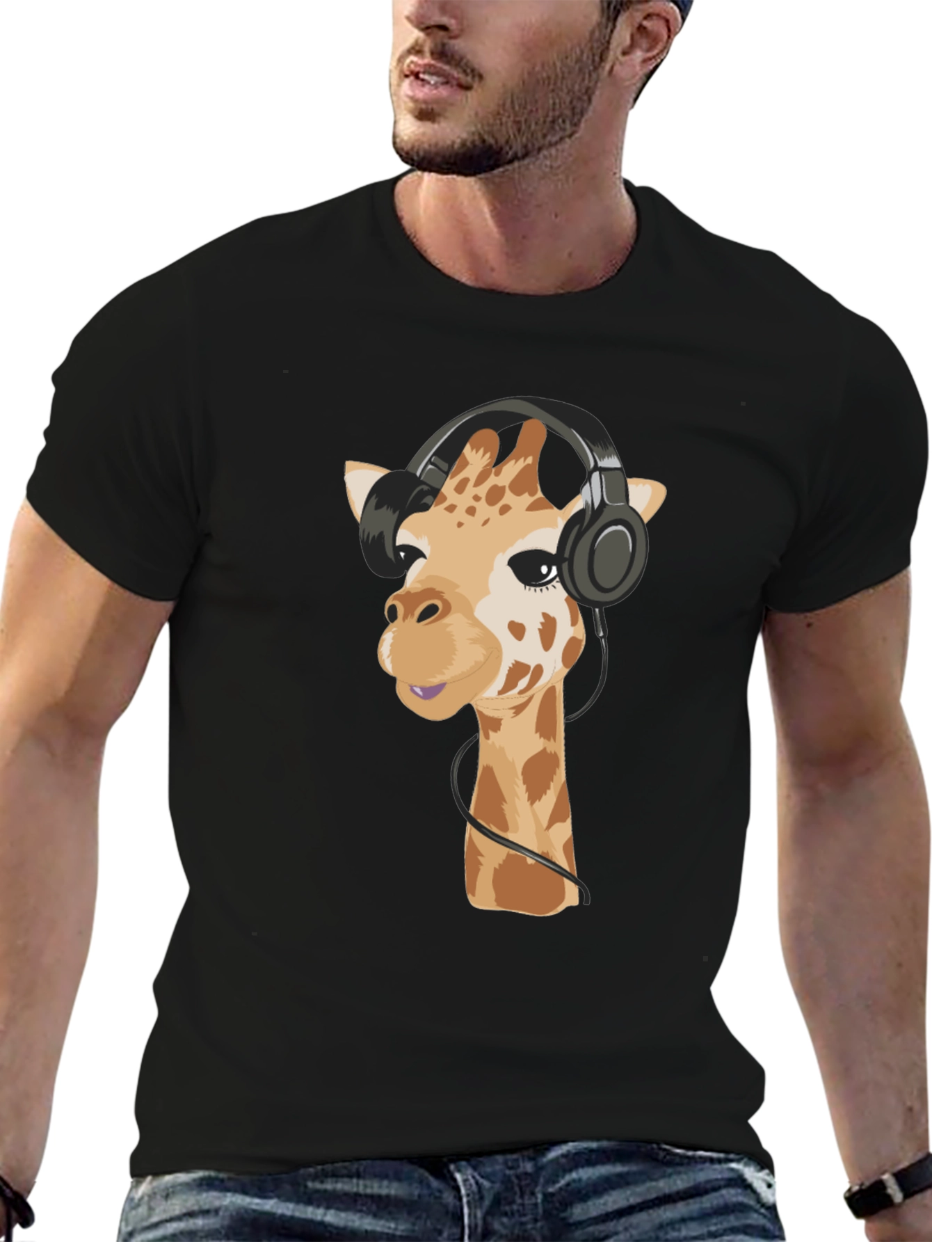 Giraffe Headphone Graphic Tee
