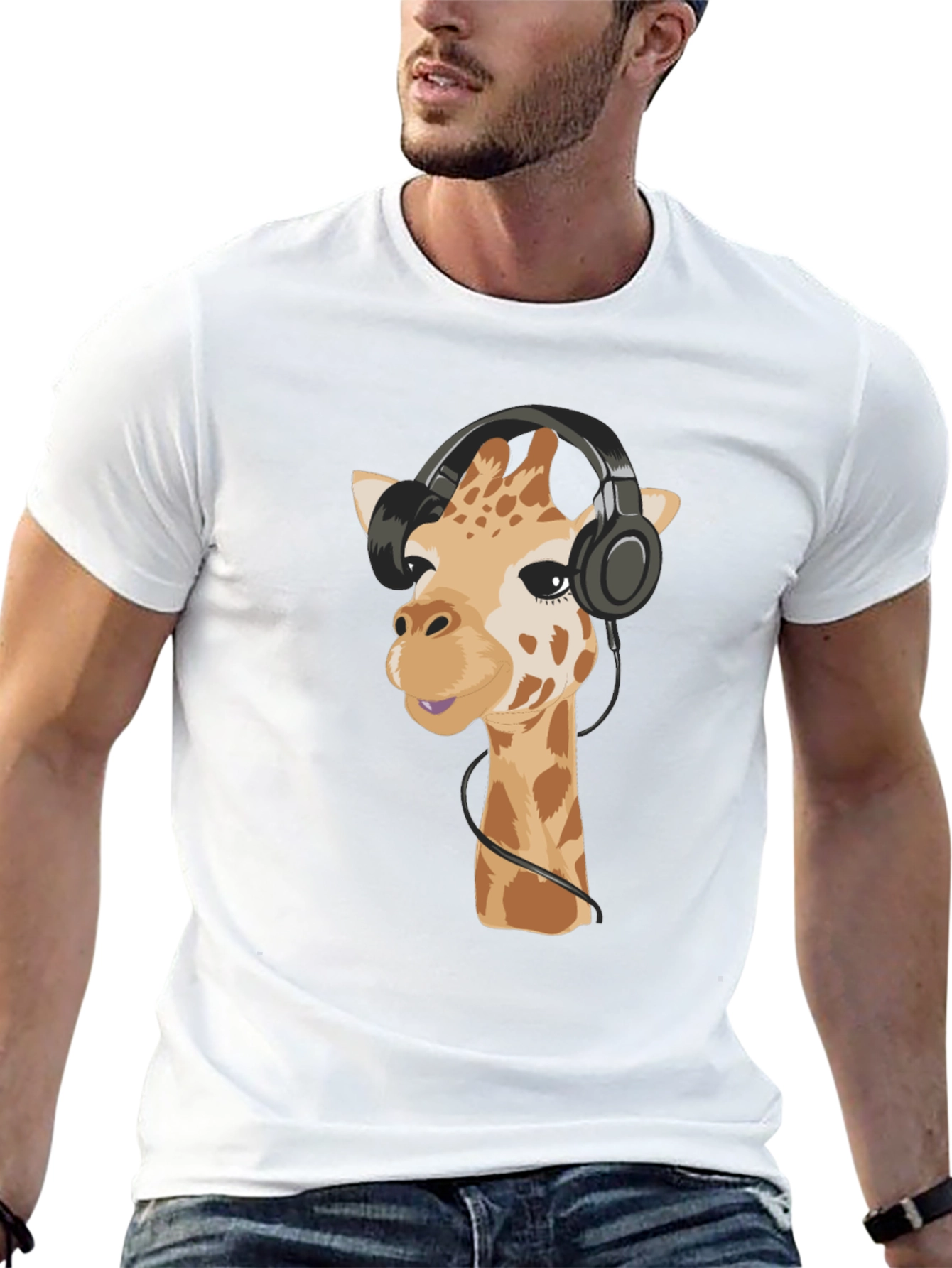 Giraffe Headphone Graphic Tee