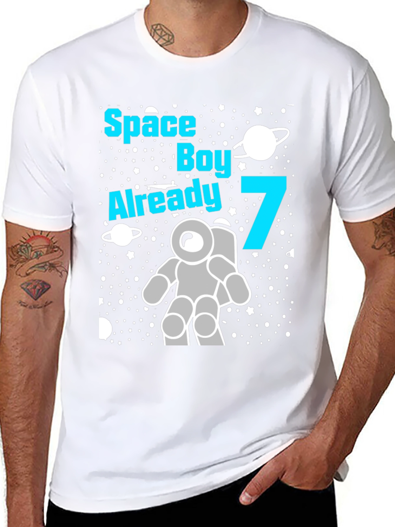 Space Boy 7th Birthday T-Shirt Astronaut Theme