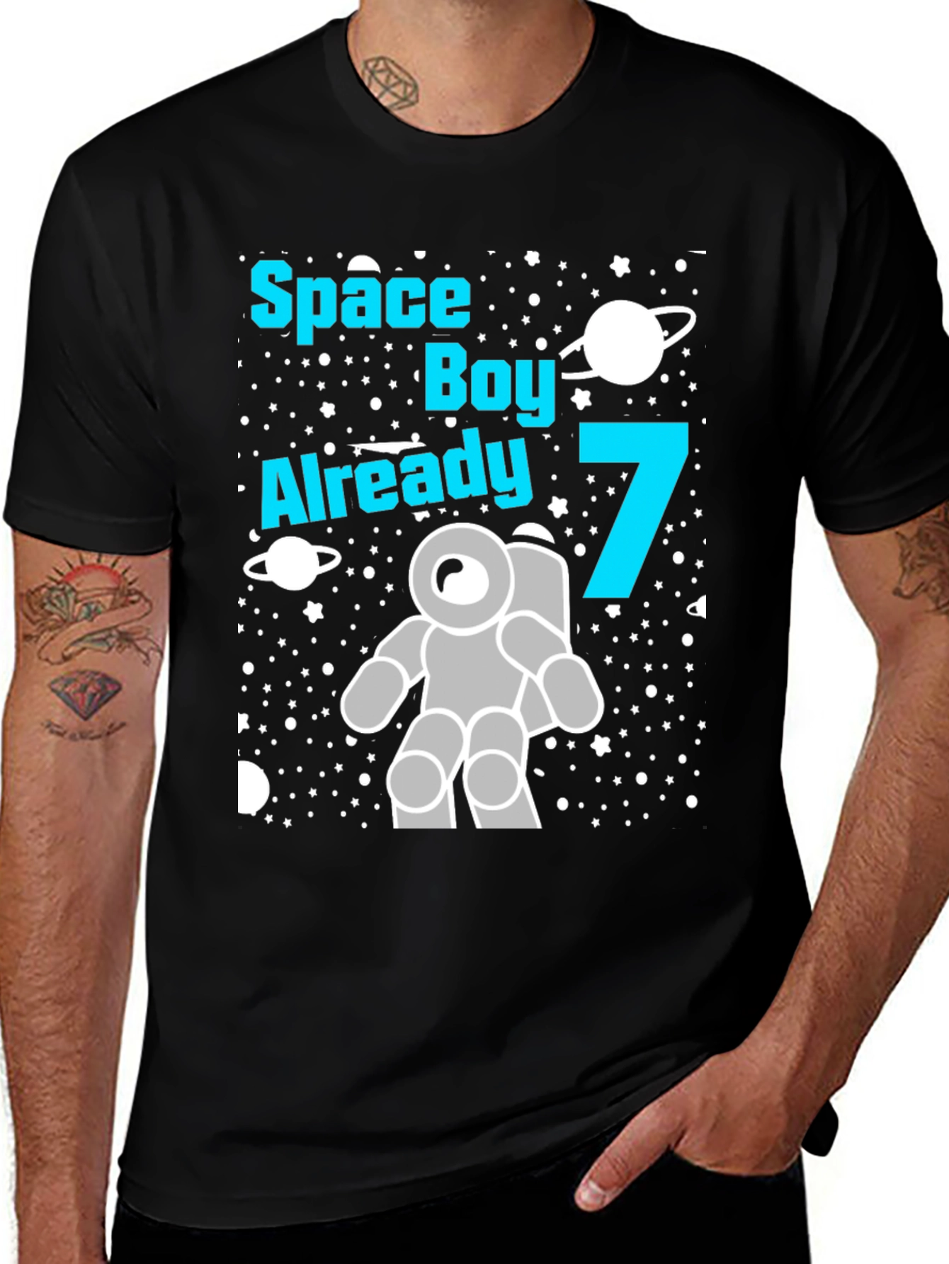 Space Boy 7th Birthday T-Shirt Astronaut Theme