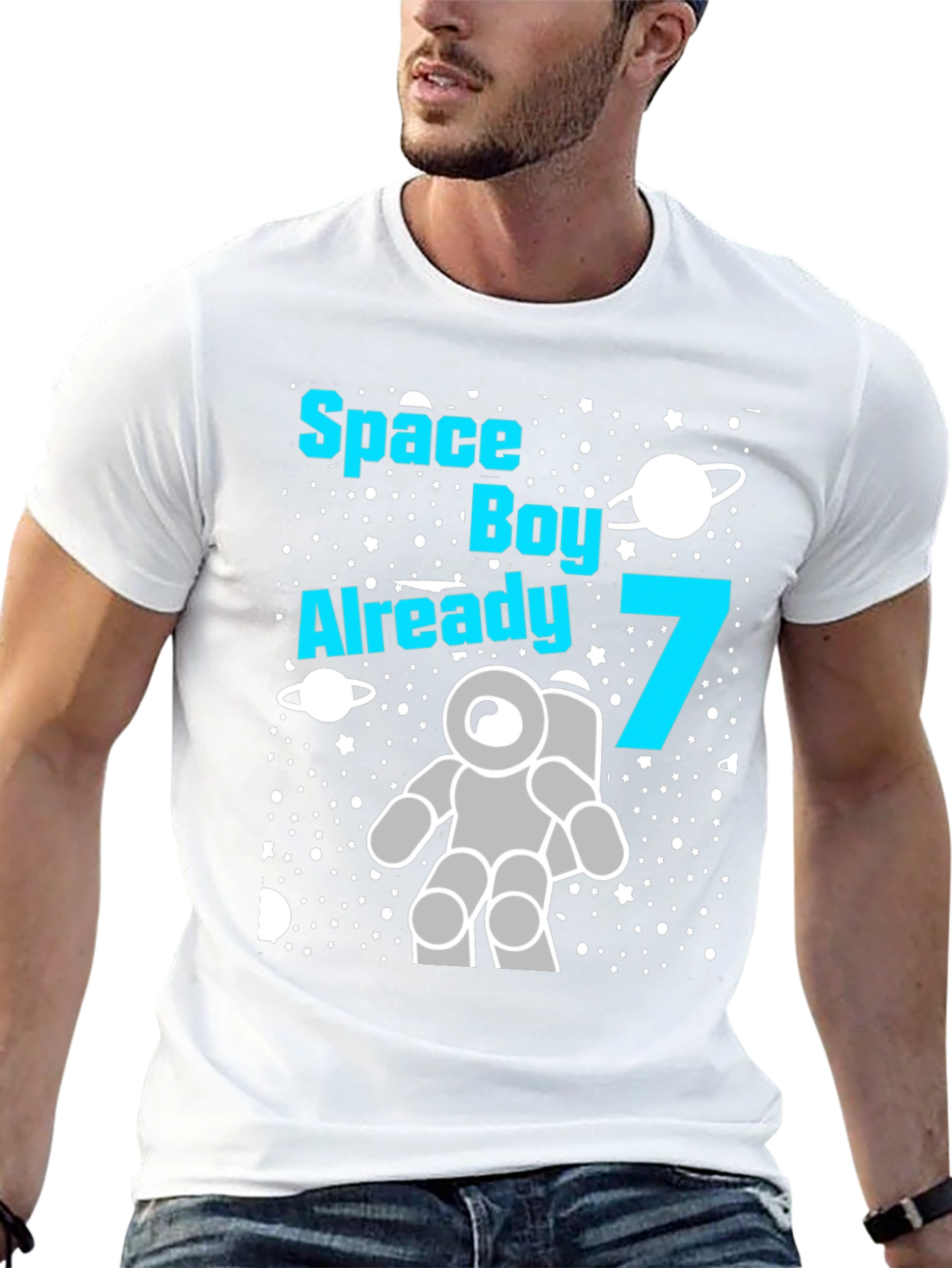 Space Boy 7th Birthday T-Shirt Astronaut Theme
