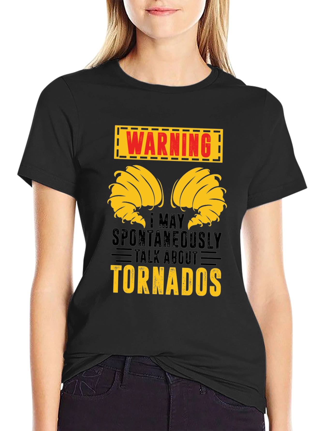 Warning! May Talk About Tornadoes Funny Graphic T-Shirt