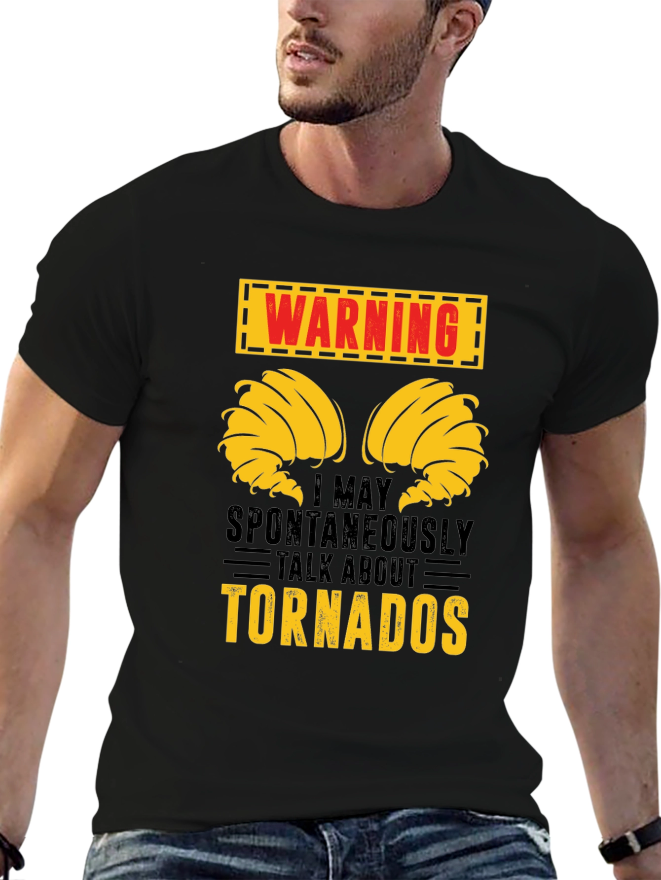 Warning! May Talk About Tornadoes Funny Graphic T-Shirt