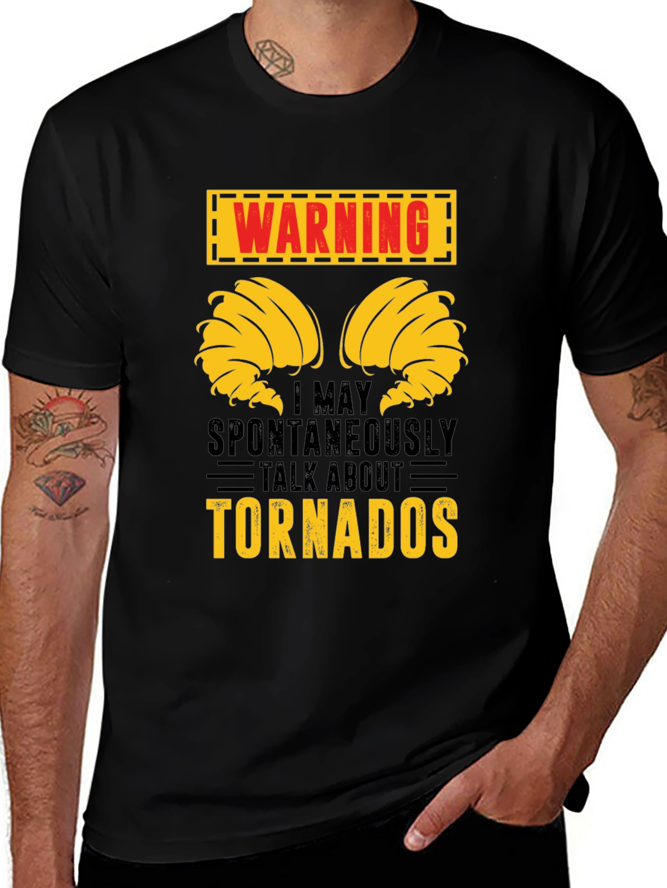 Warning! May Talk About Tornadoes Funny Graphic T-Shirt
